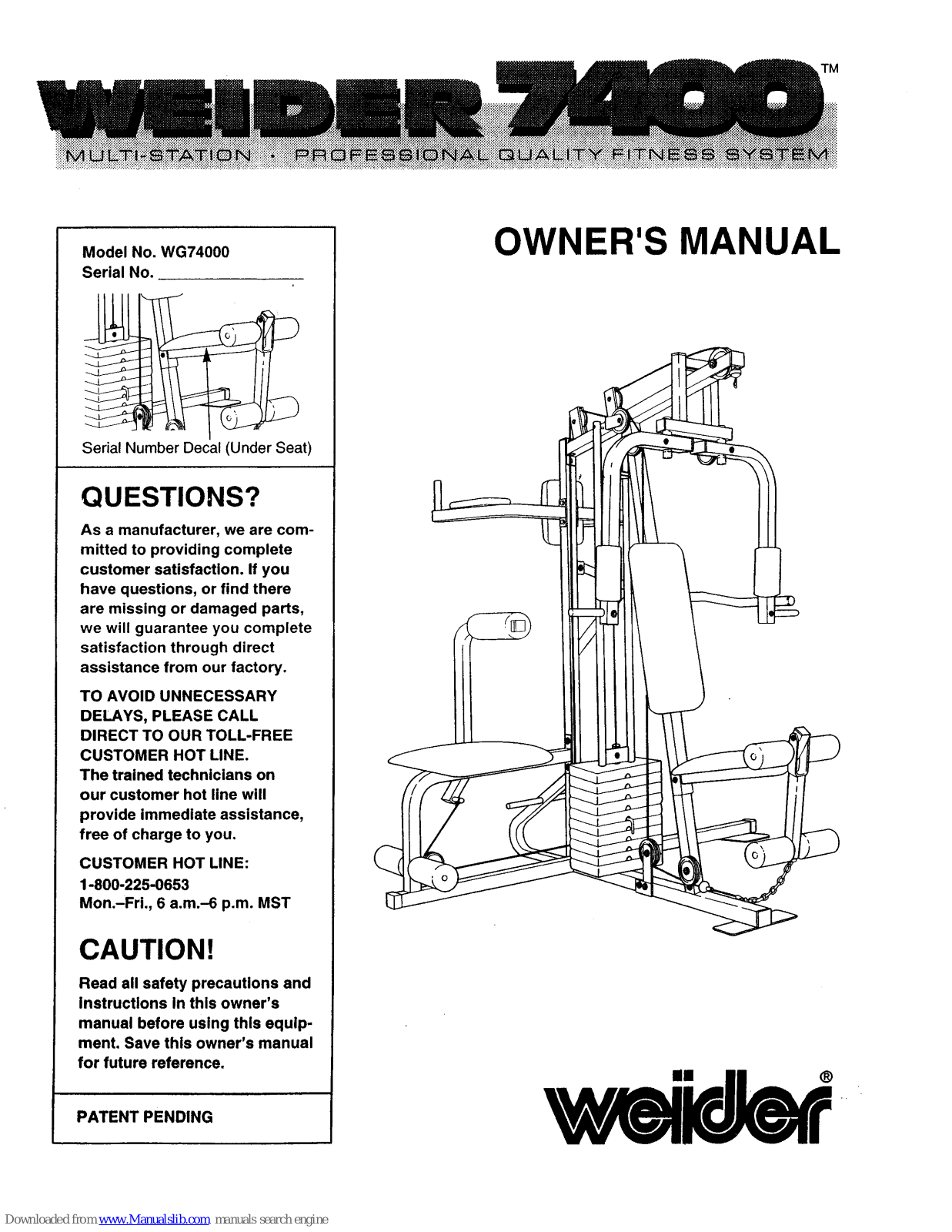 Weider WG7400 User Manual