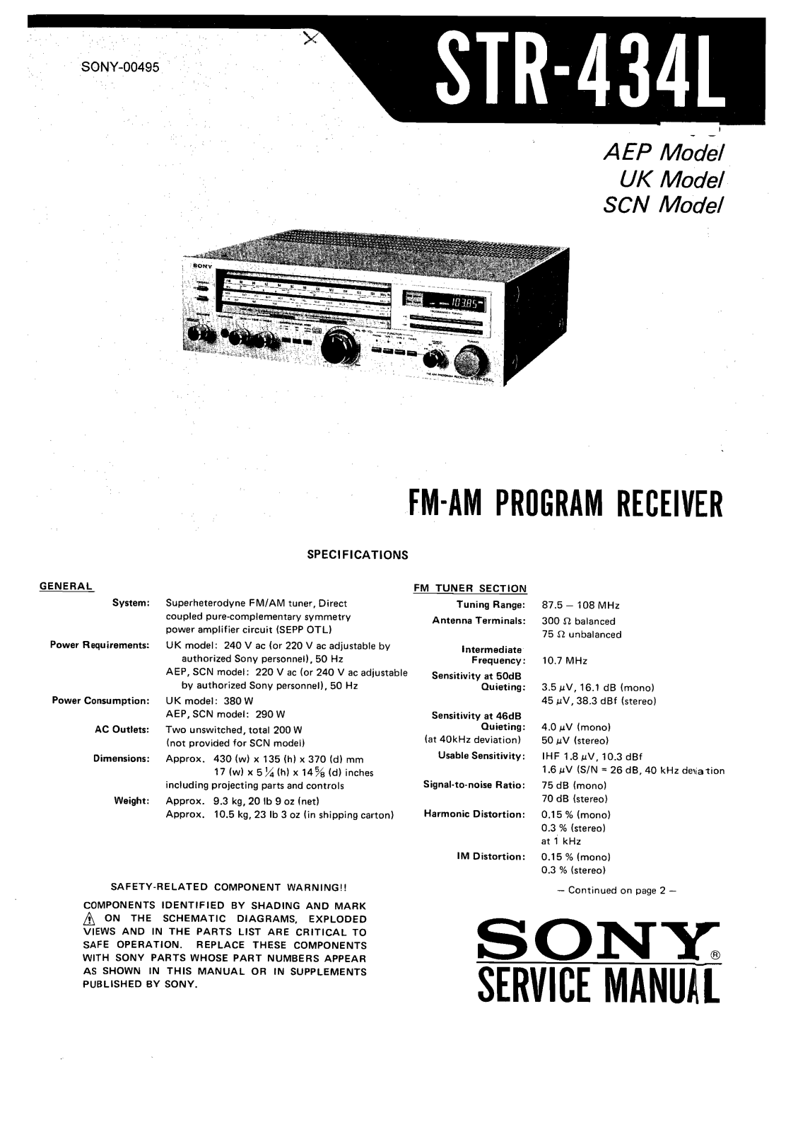 Sony STR-434-L Service Manual