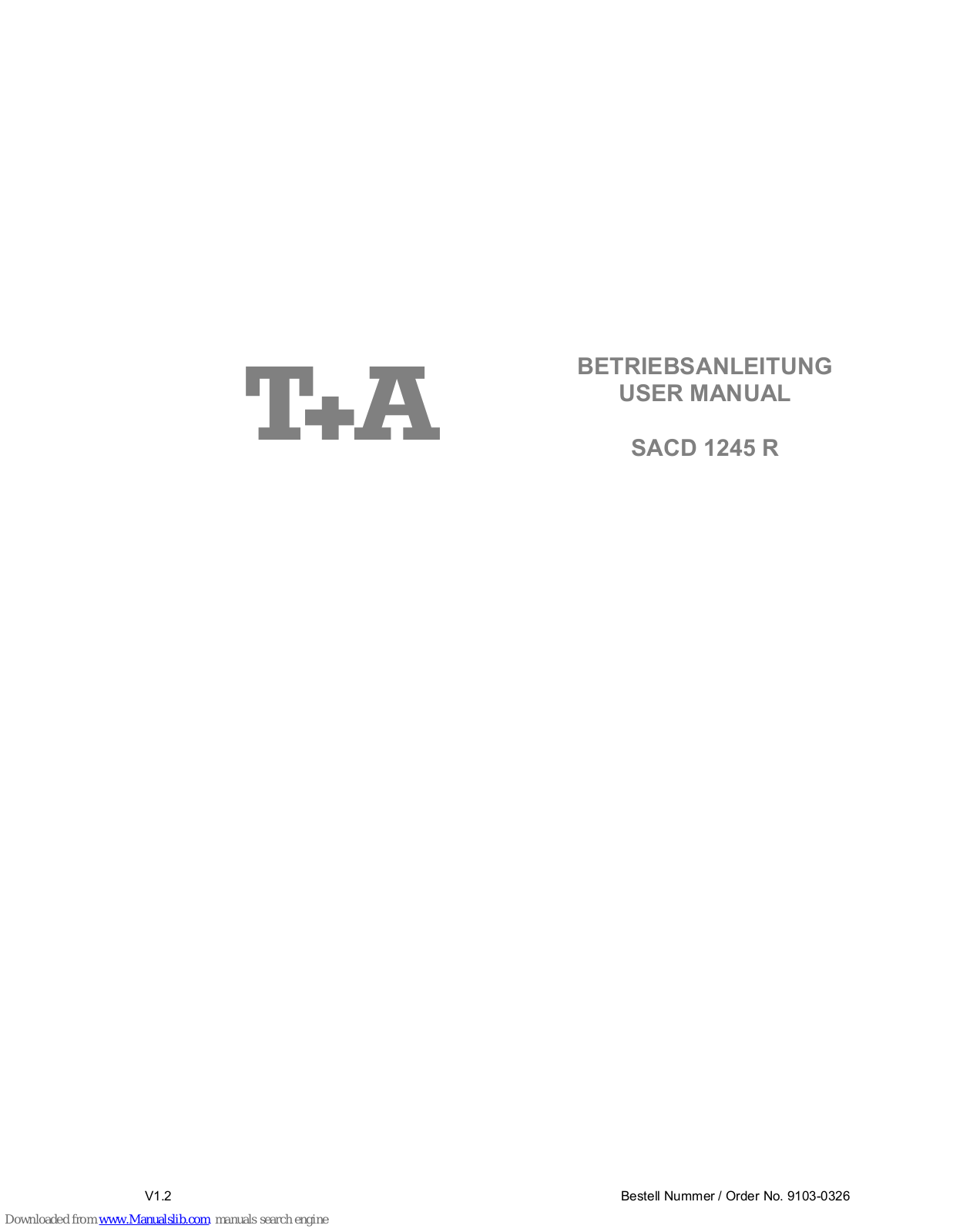 T+A Elektroakustik SACD 1245 R User Manual