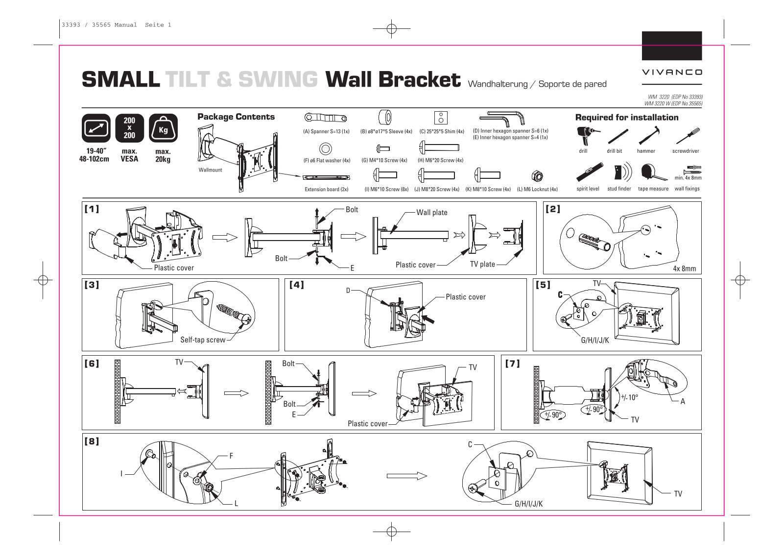 Vivanco WM 3220, WM 3220 W User guide