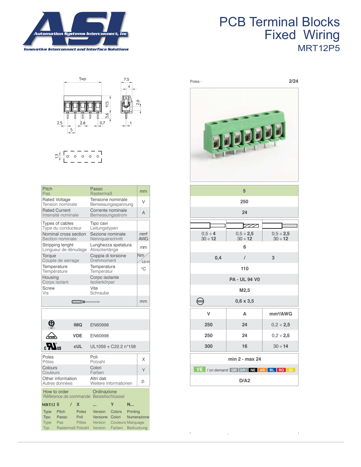 ASI-Automation Systems Interconnect MRT12P5 Data Sheet