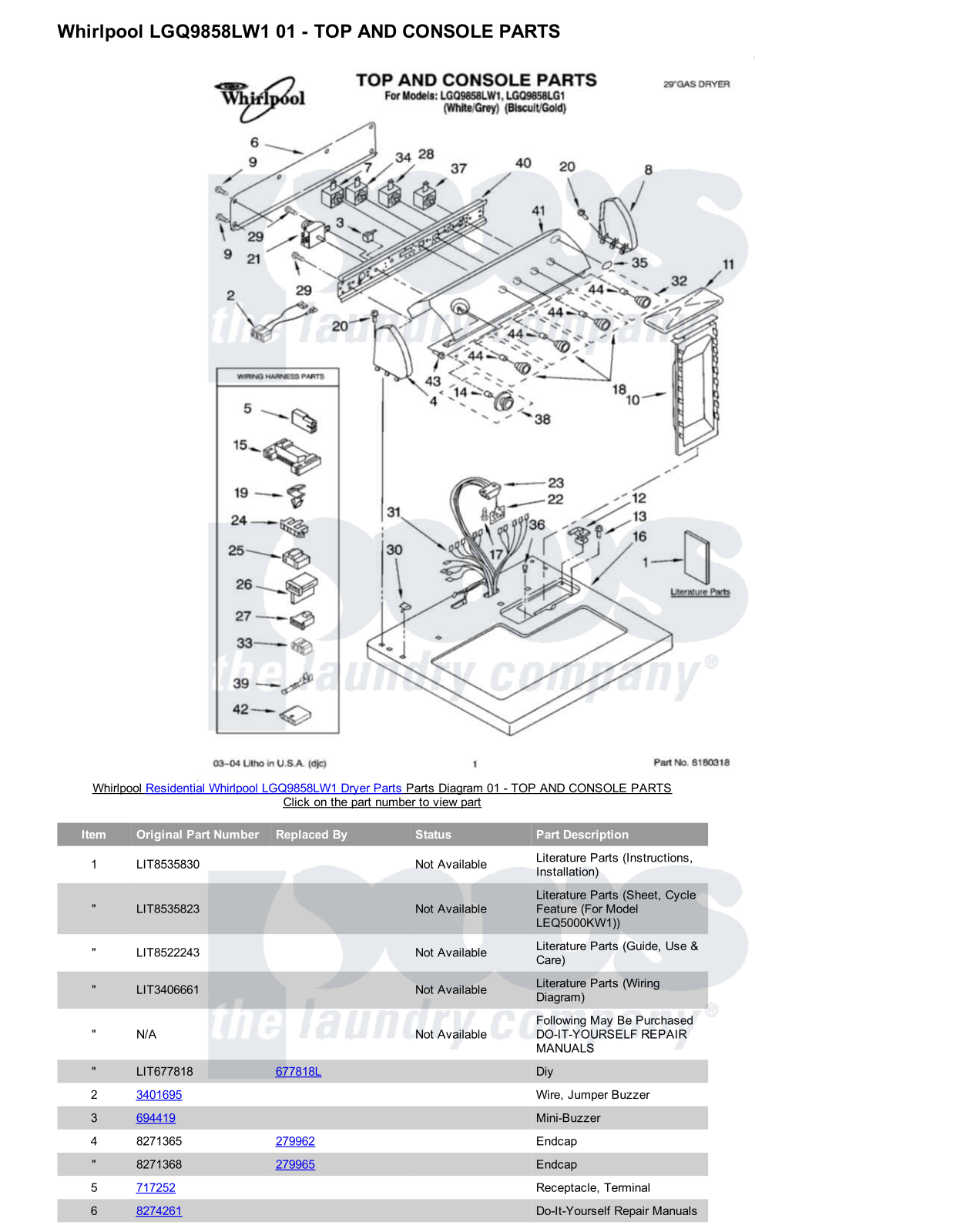 Whirlpool LGQ9858LW1 Parts Diagram