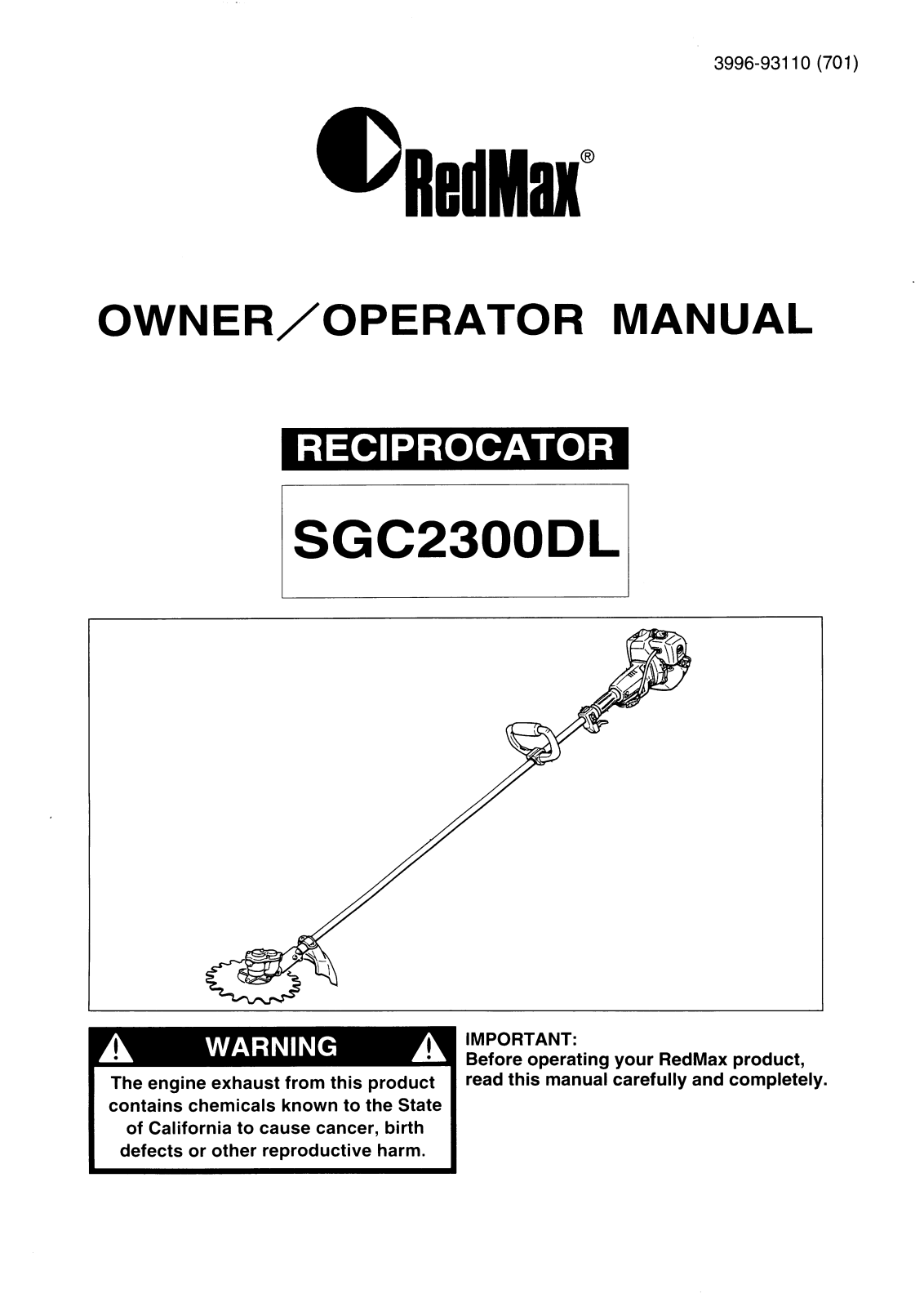 RedMax SGC2300DL User Manual