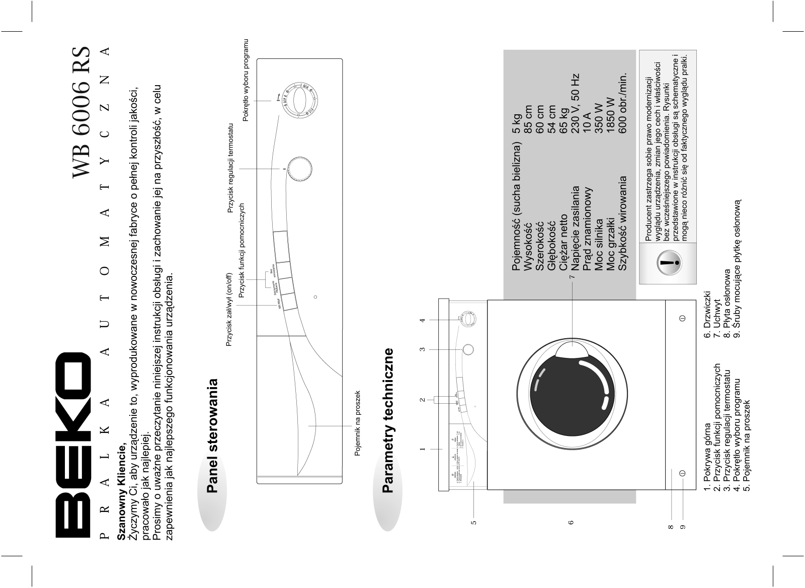 Beko WB 6006 RS User Manual