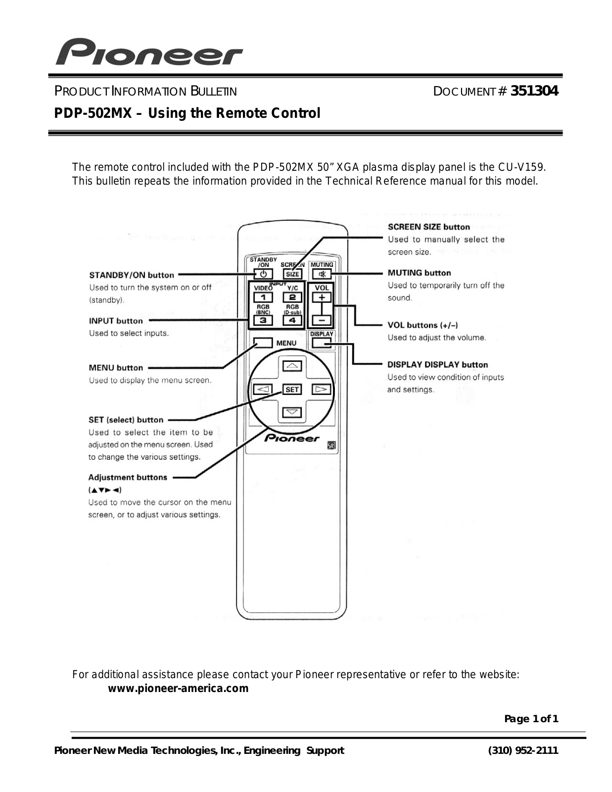 Pioneer PDP 502MX User Manual 2