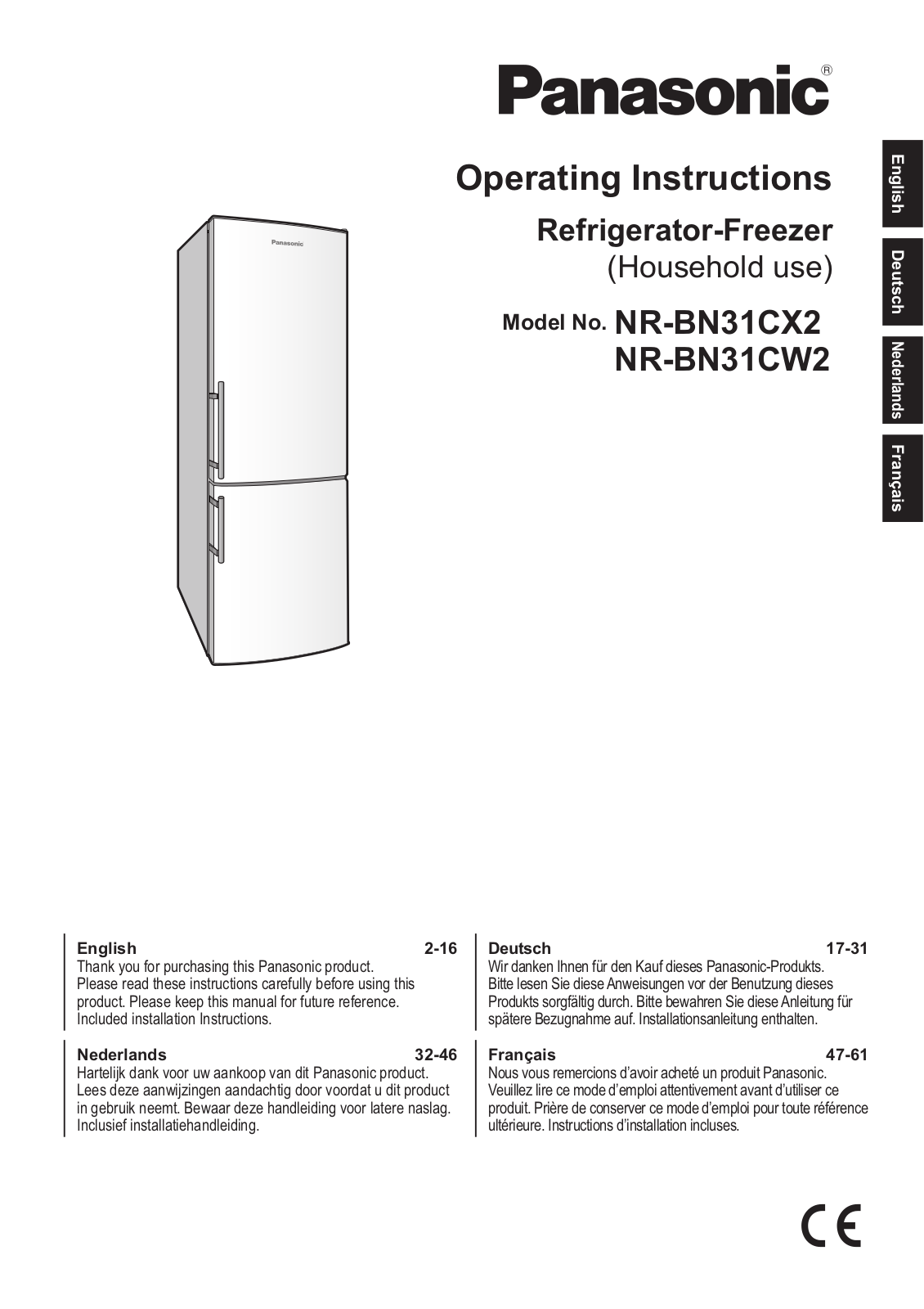 PANASONIC NRBN31CW2, NRBN31CX2 User Manual