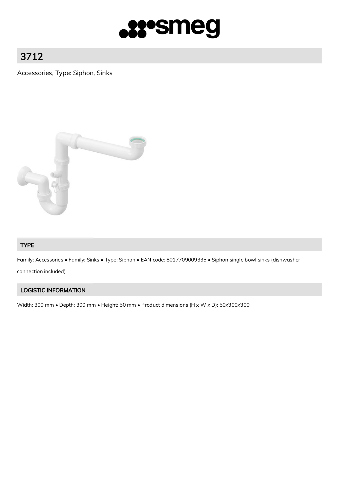 Smeg 3712 Technical sheet