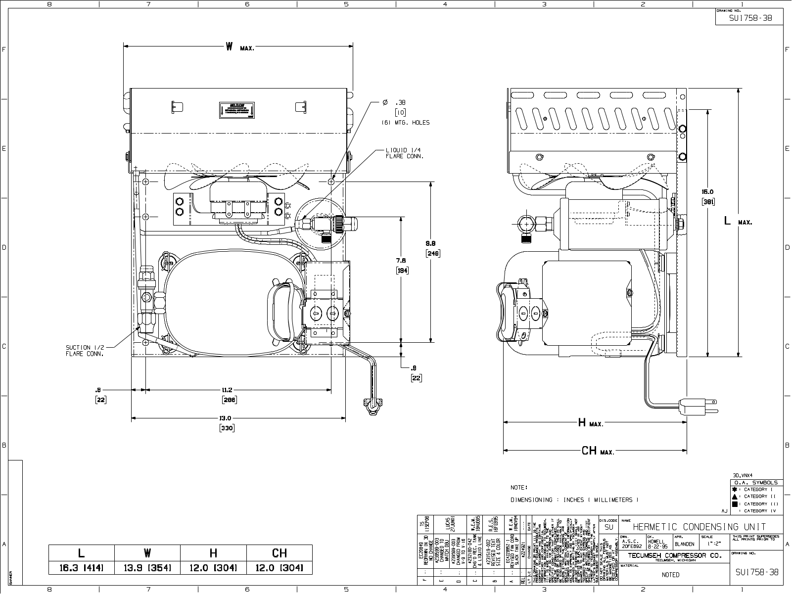 Tecumseh AJA2425AXAXB, AJA4461AXAXB Drawing Data