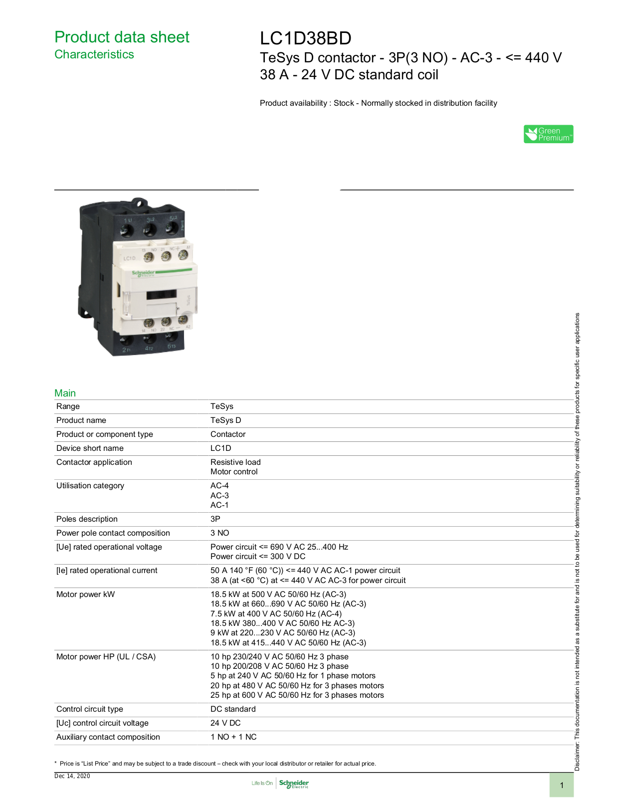 Square D LC1D38BD Data Sheet - ManualMachine.com