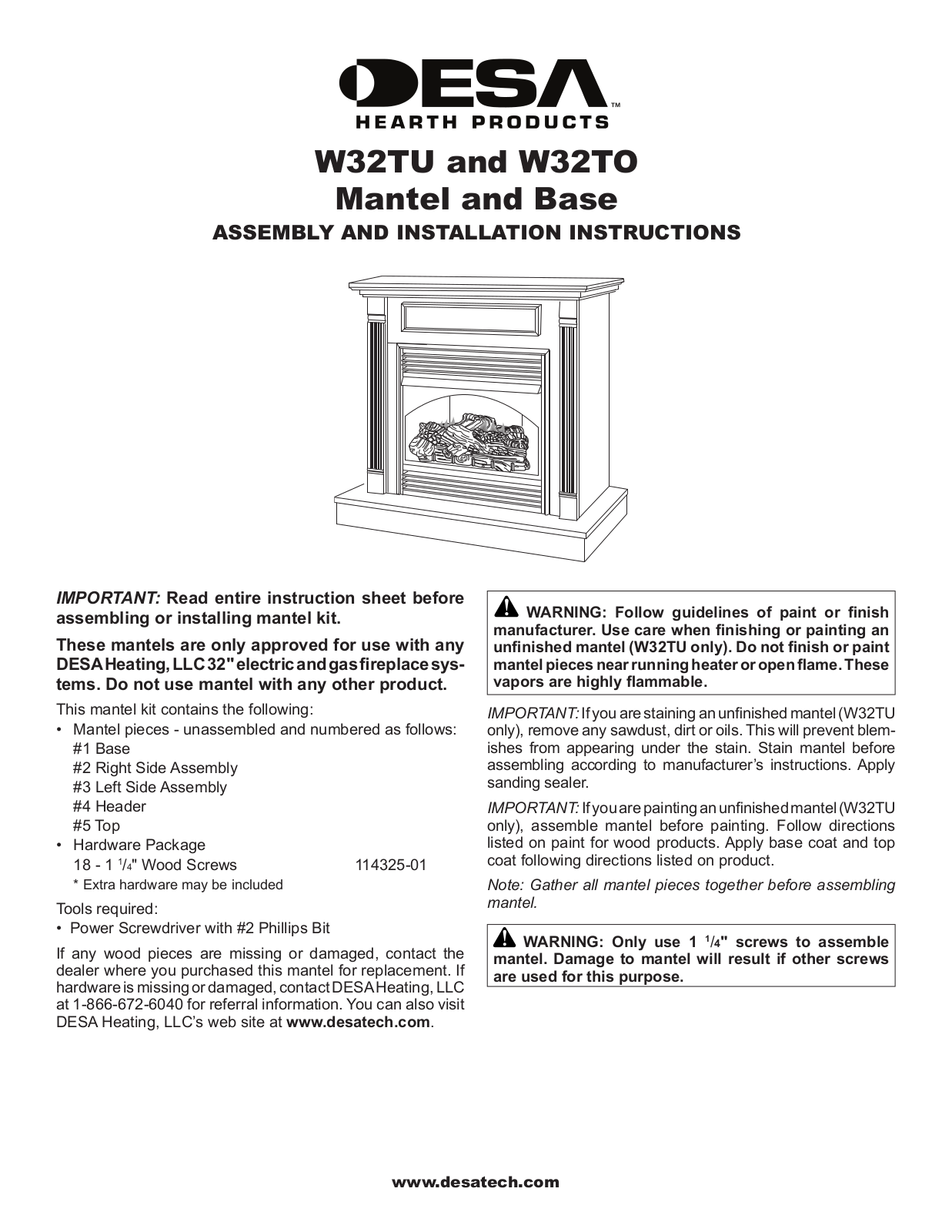 Desa W32TO, W32TU User Manual