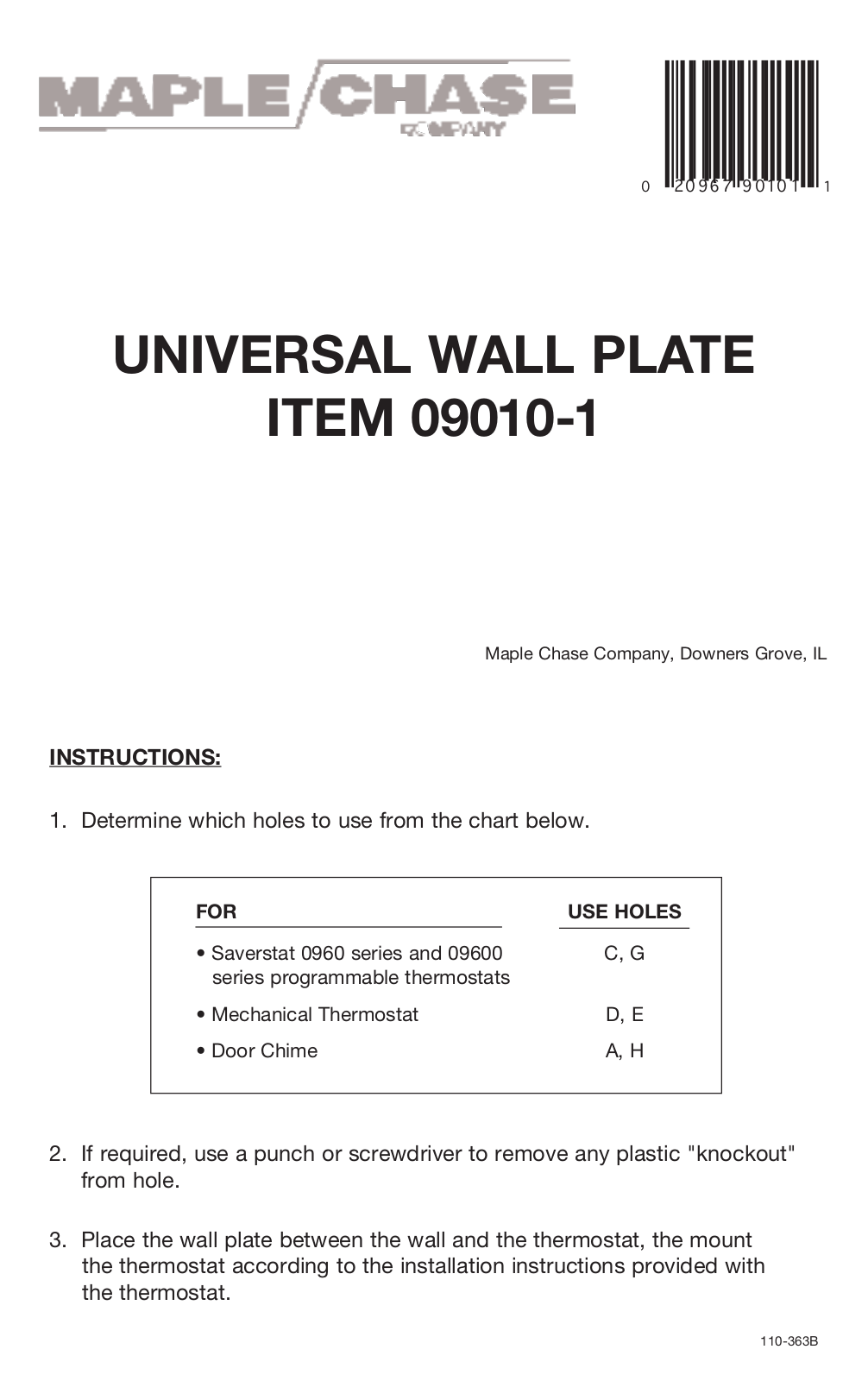 Robertshaw 09010-1 User Manual