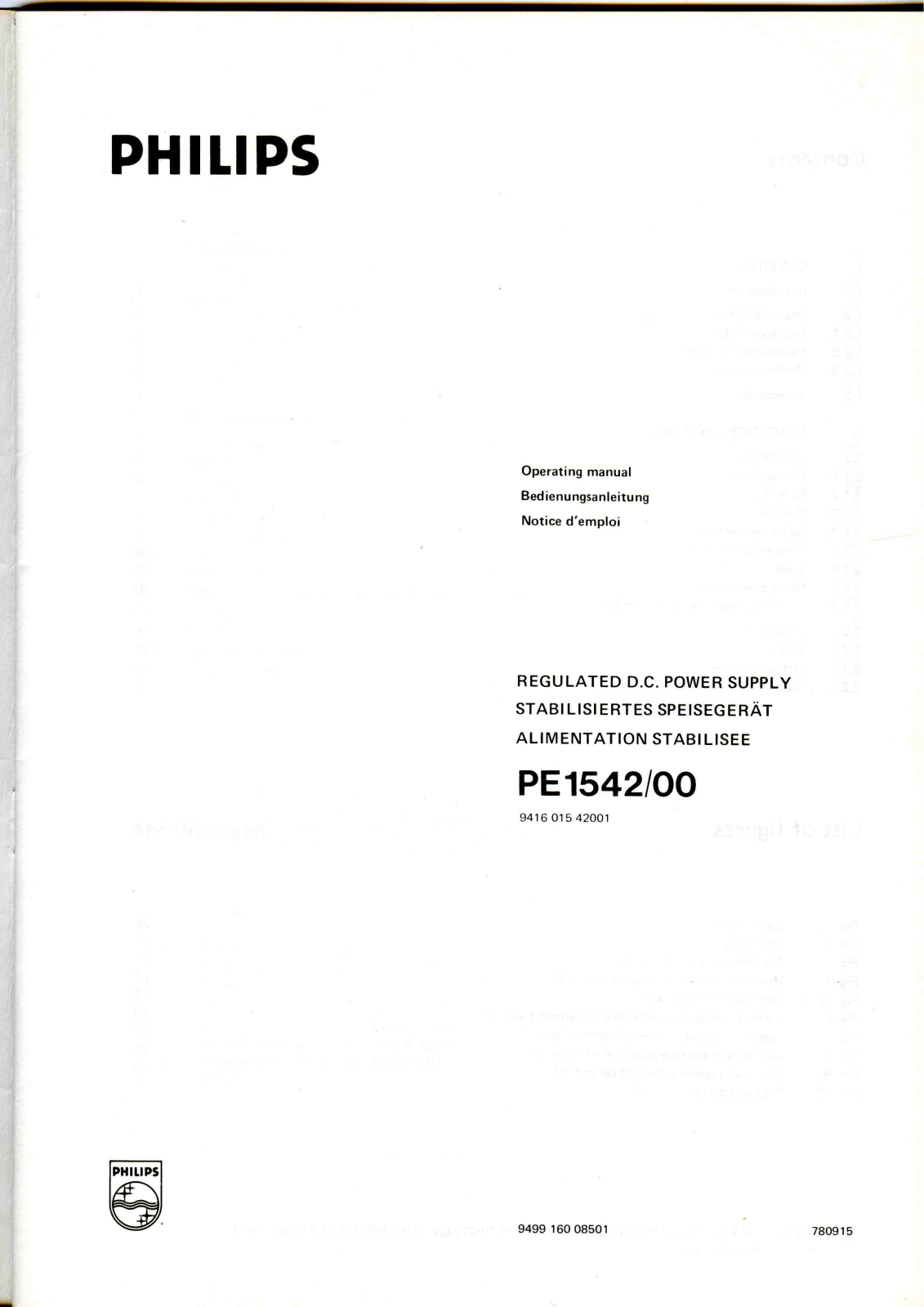 Philips pe1542-1, pe1542, PE1542-S1 User Manual