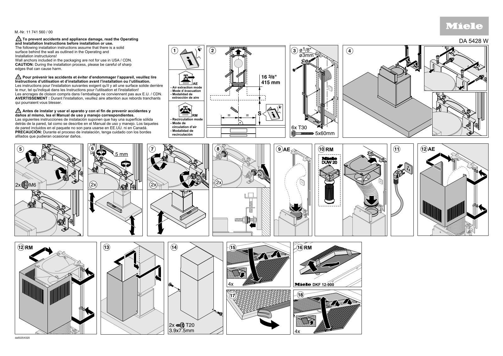 Miele DA 5428 W Assembly plan