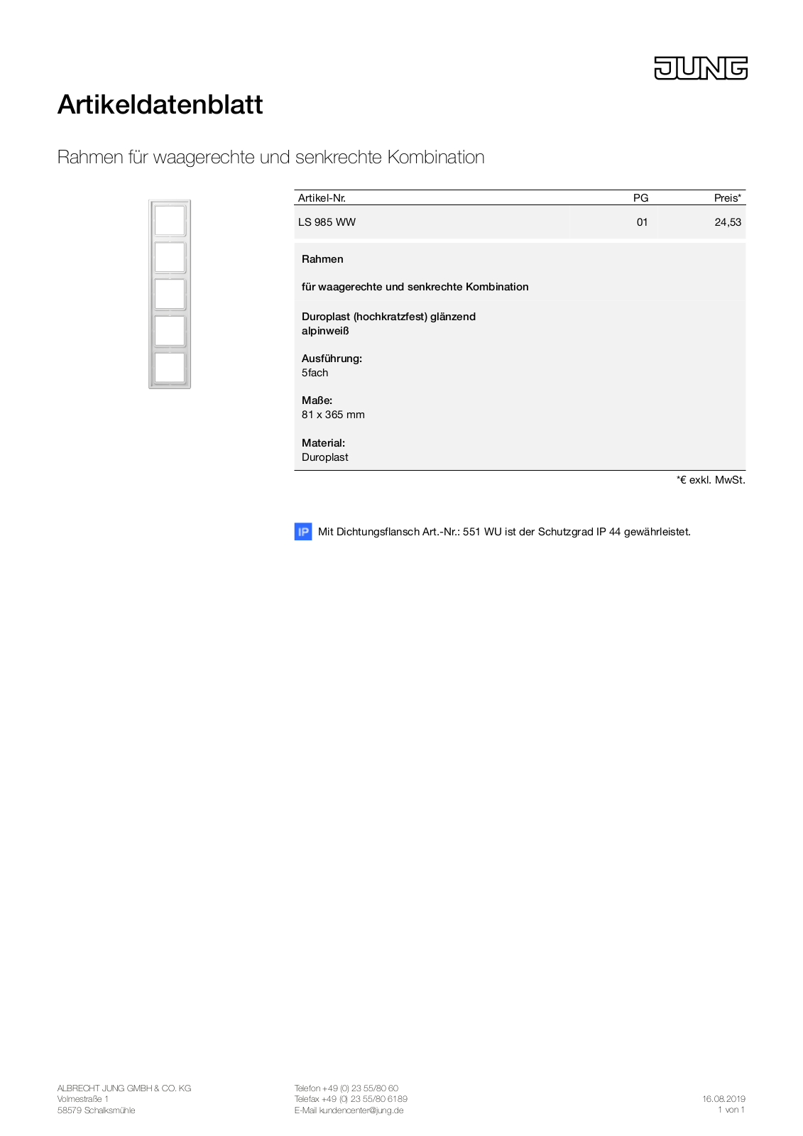 Jung LS 985 WW User Manual