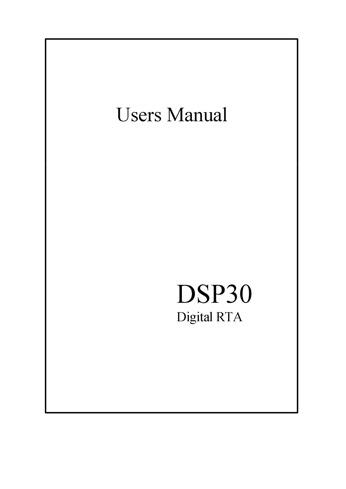 Goldline DSP30 Users Manual