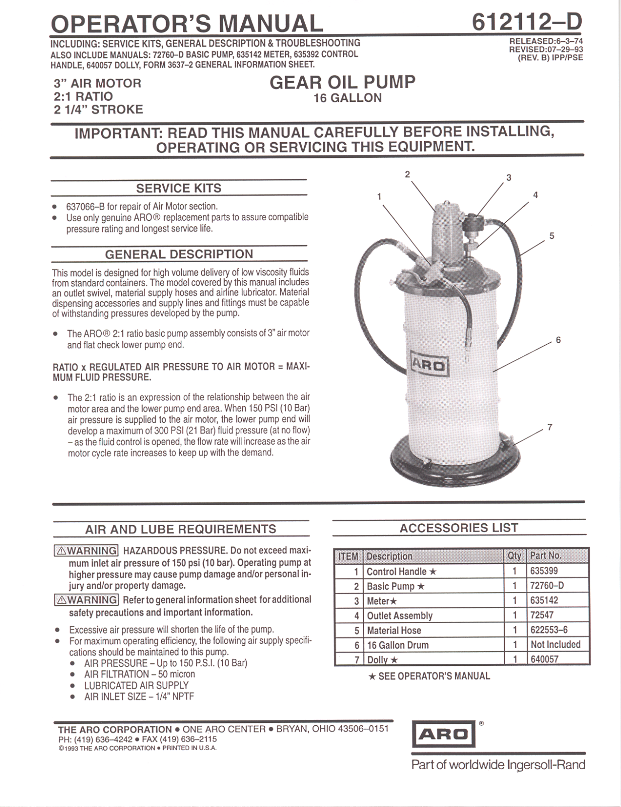 Ingersoll-Rand 612112-D User Manual