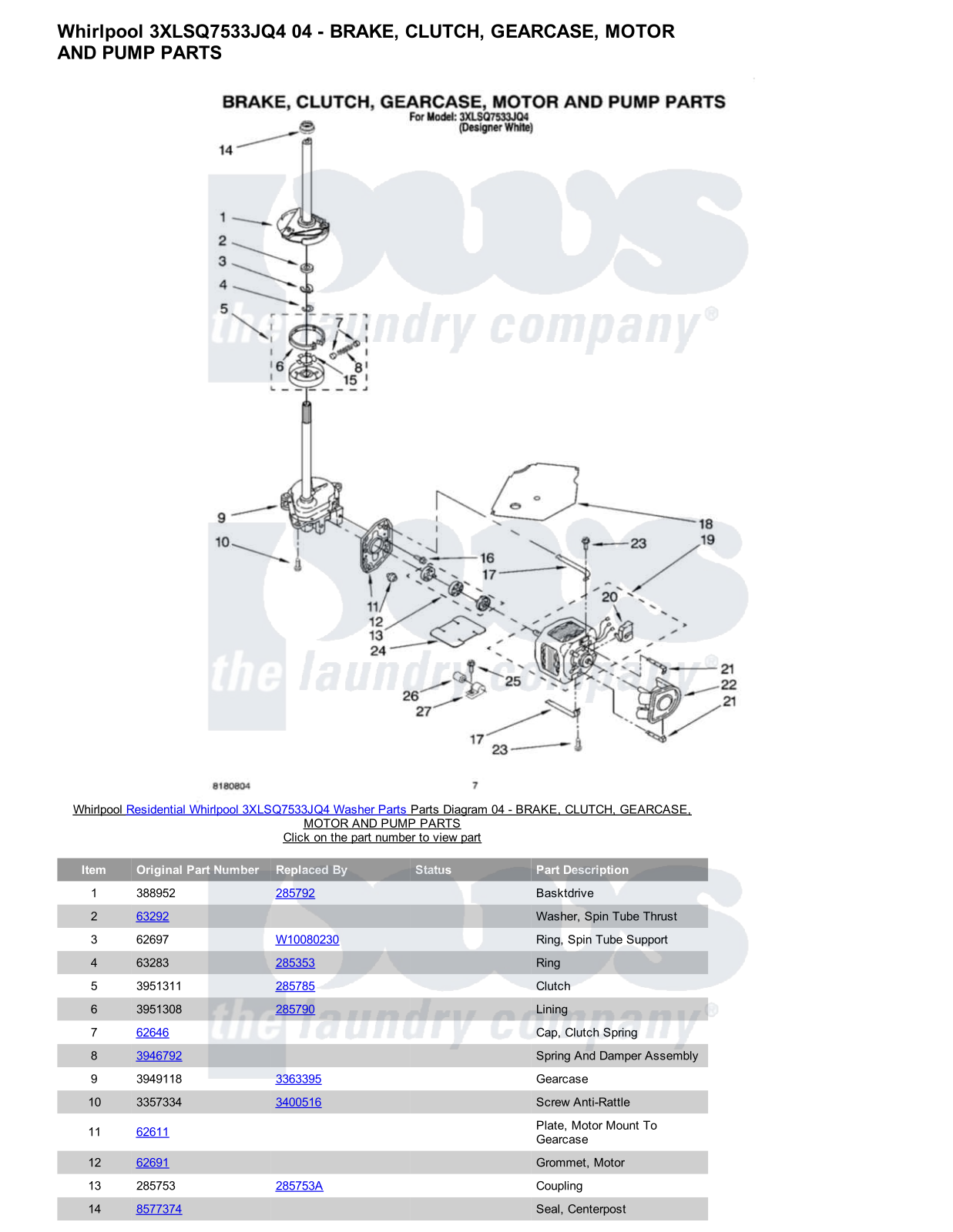 Whirlpool 3XLSQ7533JQ4 Parts Diagram