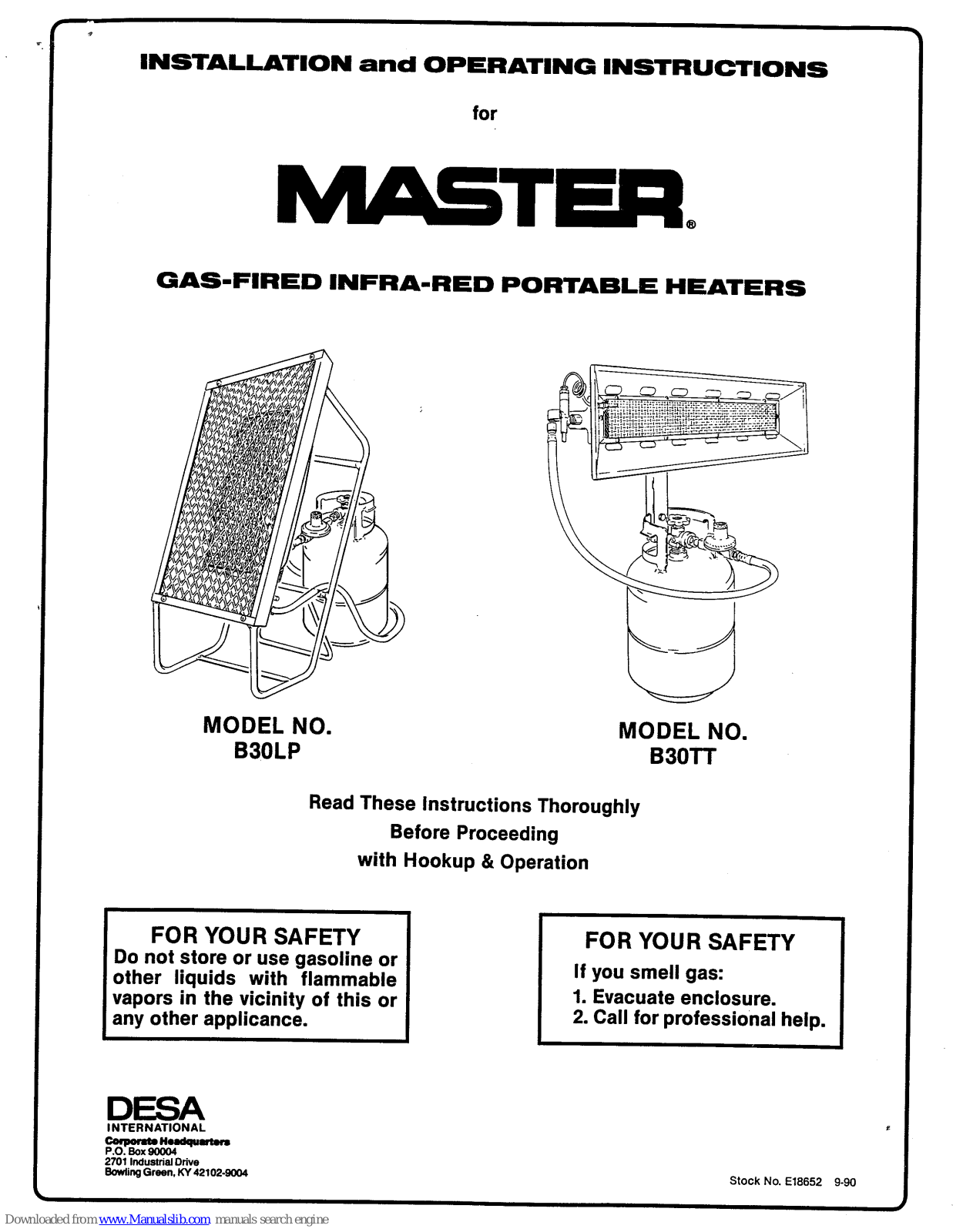 Master B30LP, B30TT Instructions Manual