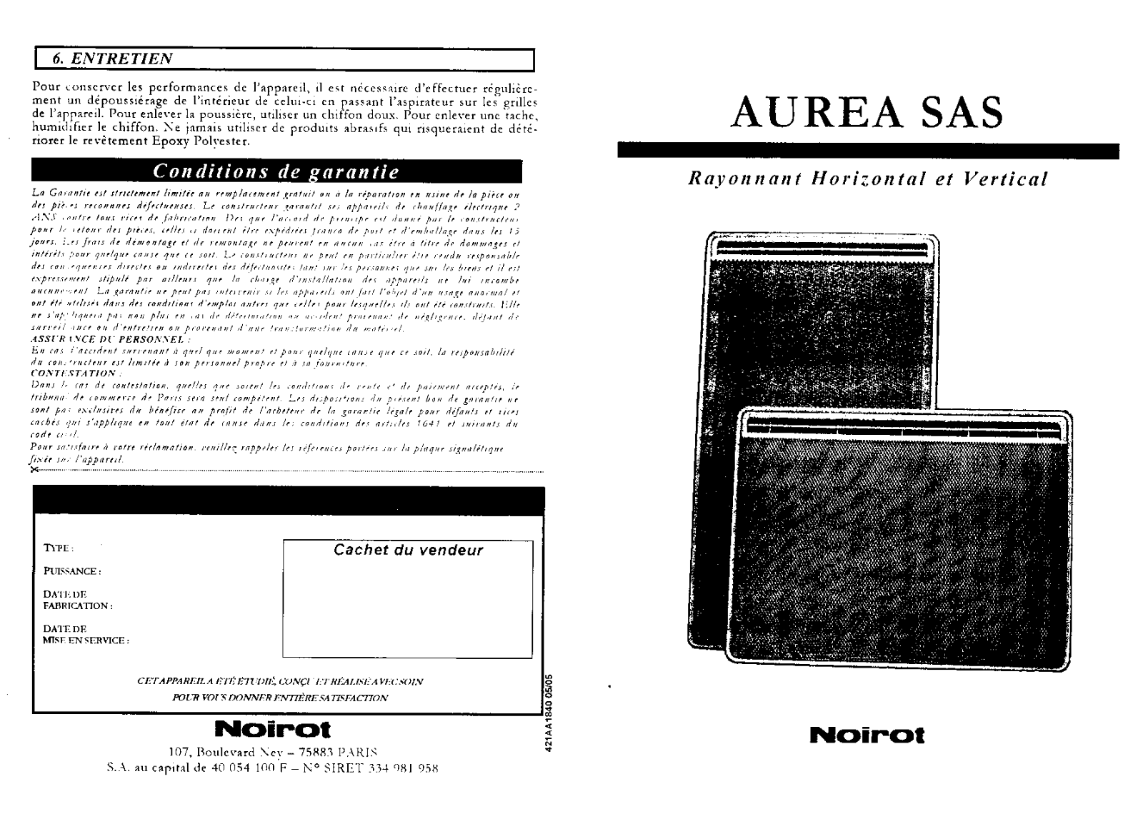 Noirot AUREA SAS User Manual