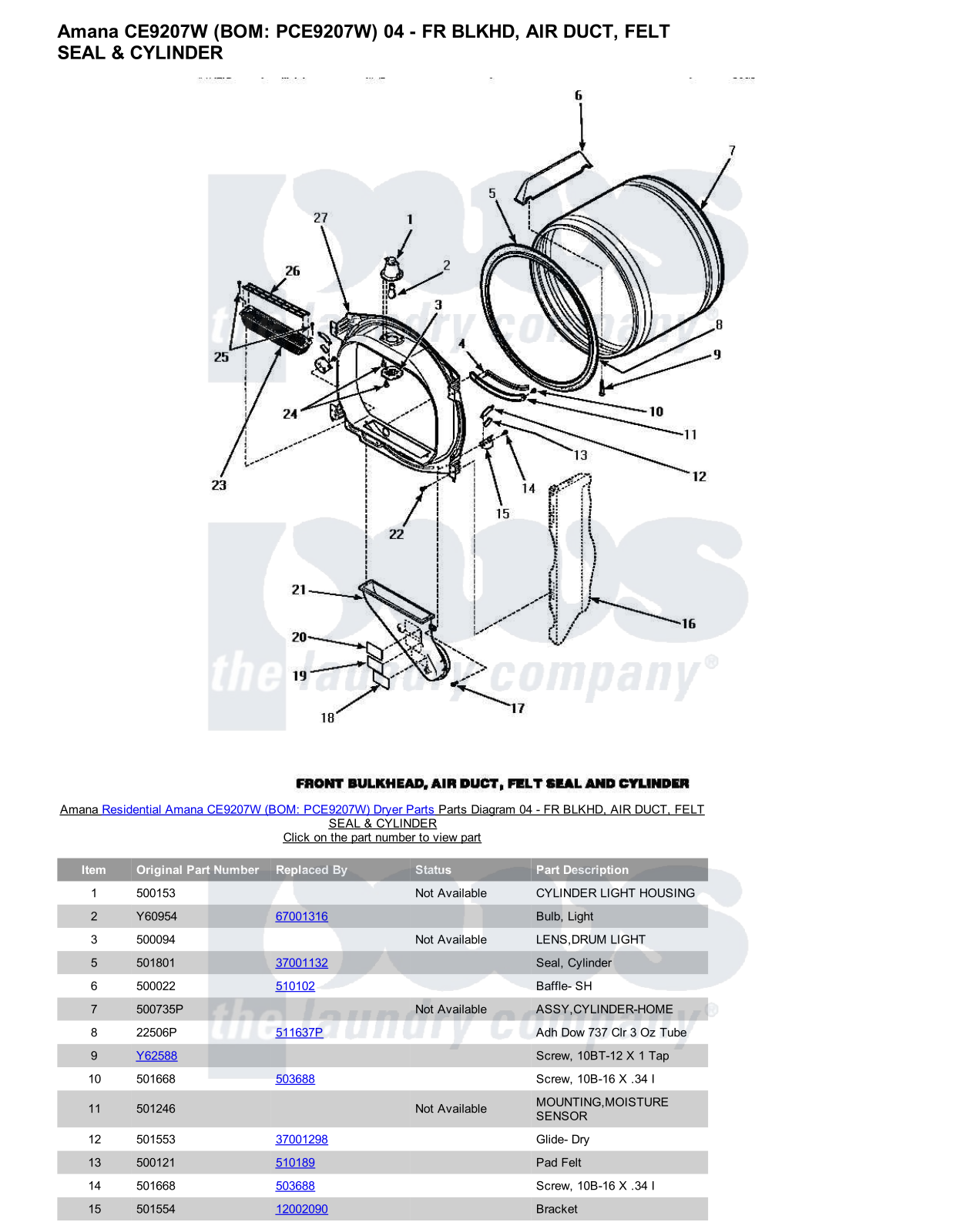 Amana CE9207W Parts Diagram