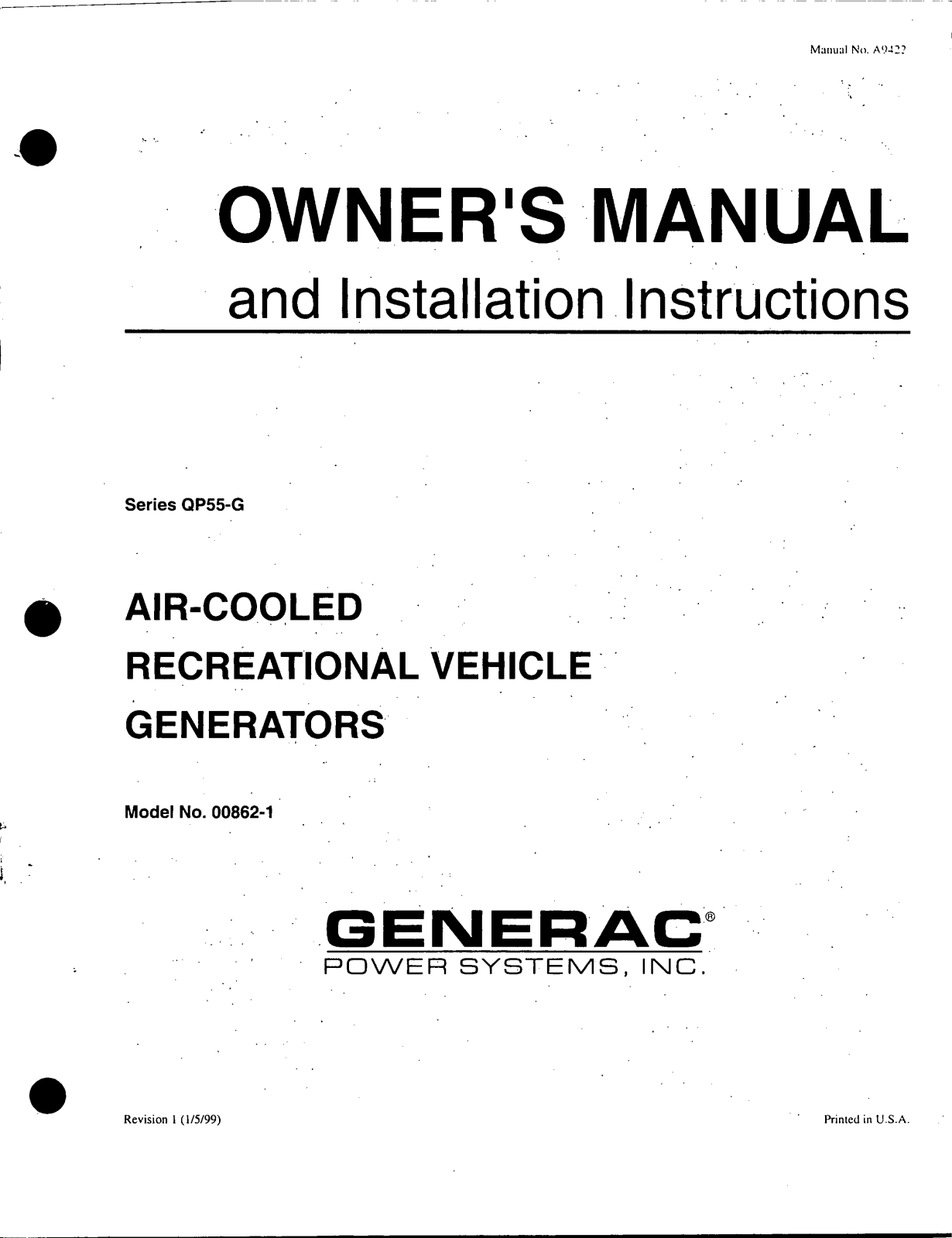 Generac 00862-1 User Manual