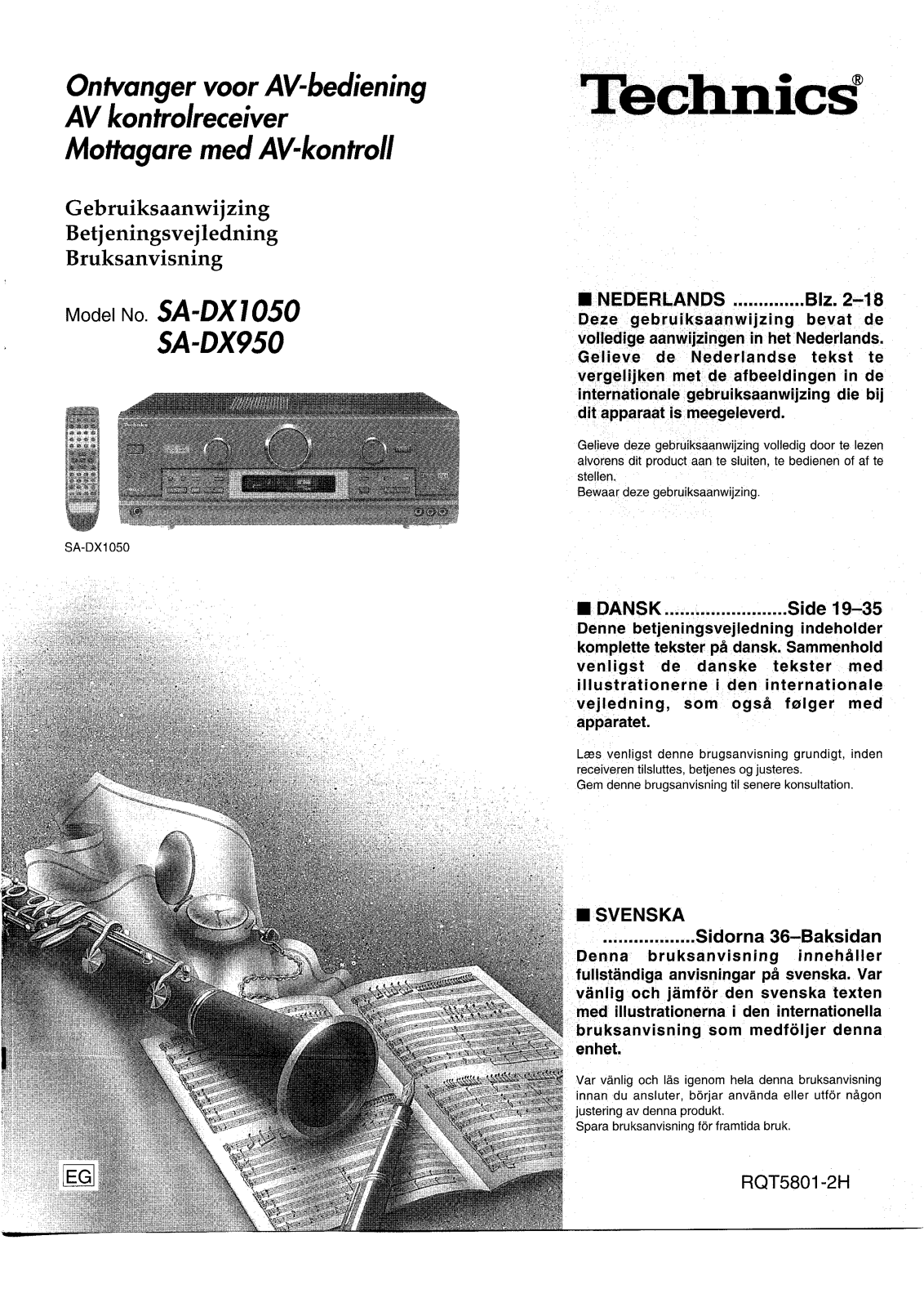 Panasonic SA-DX950, SA-DX1050 User Manual