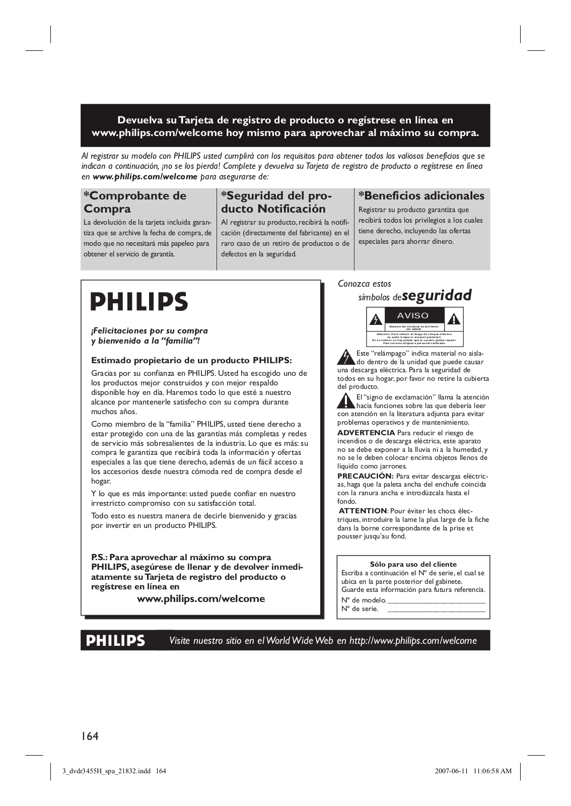 Philips dvdr3455H Owners Manual
