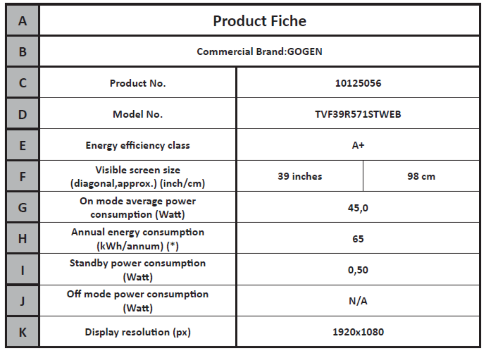 GoGEN TVF 39R571 STWEB User Manual