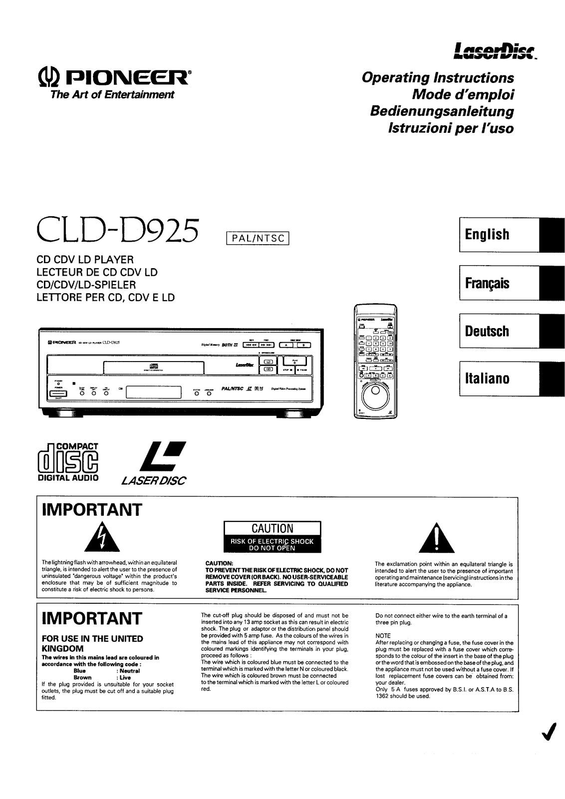 Pioneer CLDD-925 Owners manual