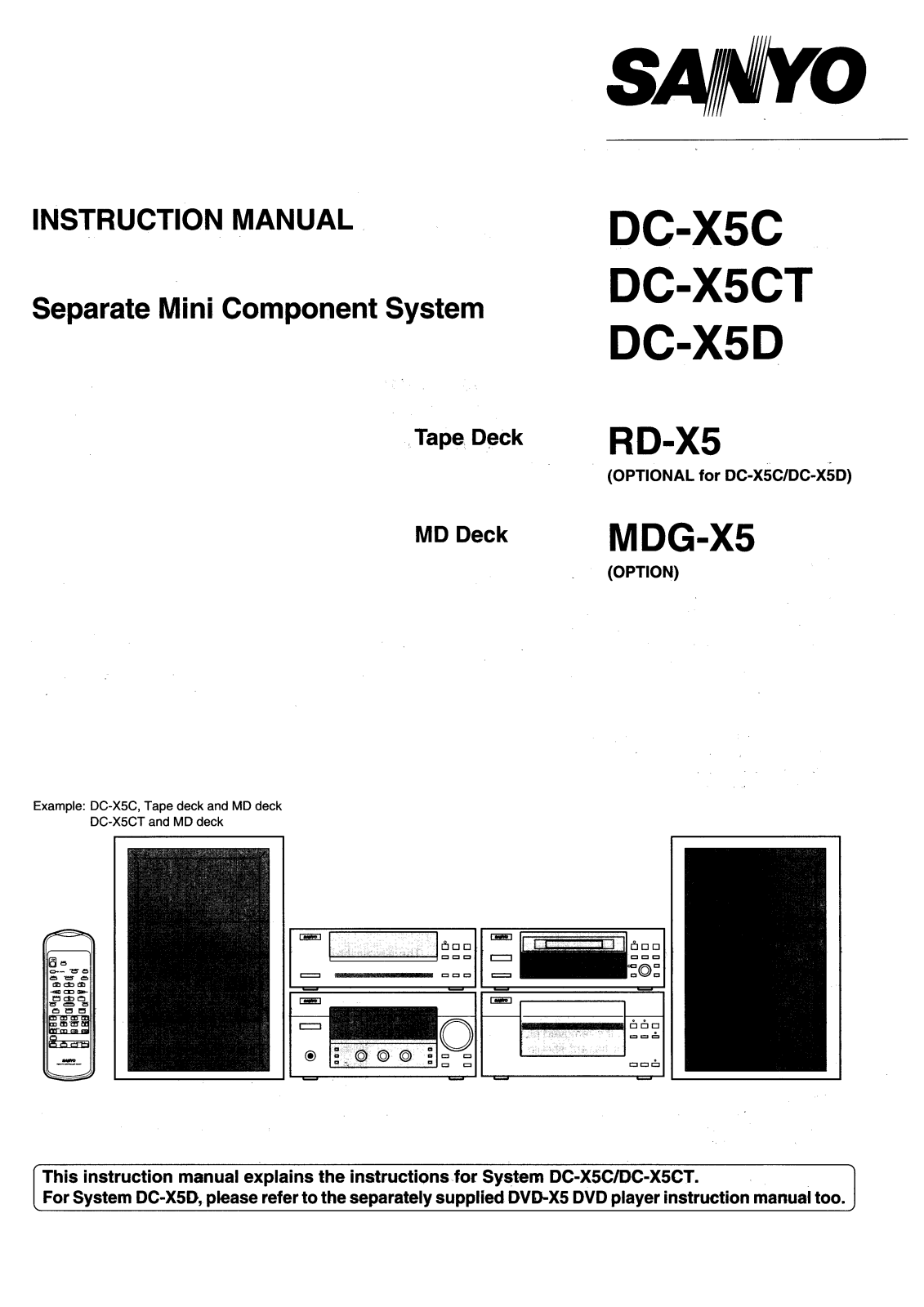 Sanyo DC-X5C, DC-X5CT, DC-X5D Instruction Manual