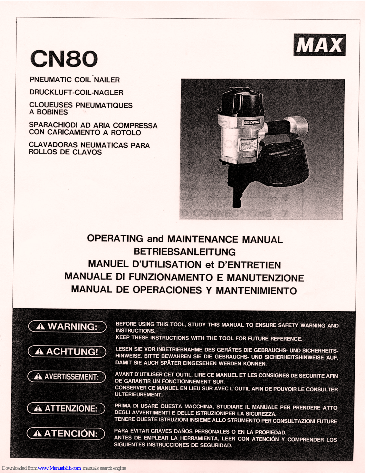 Max CN80 Operating And Maintenance Manual