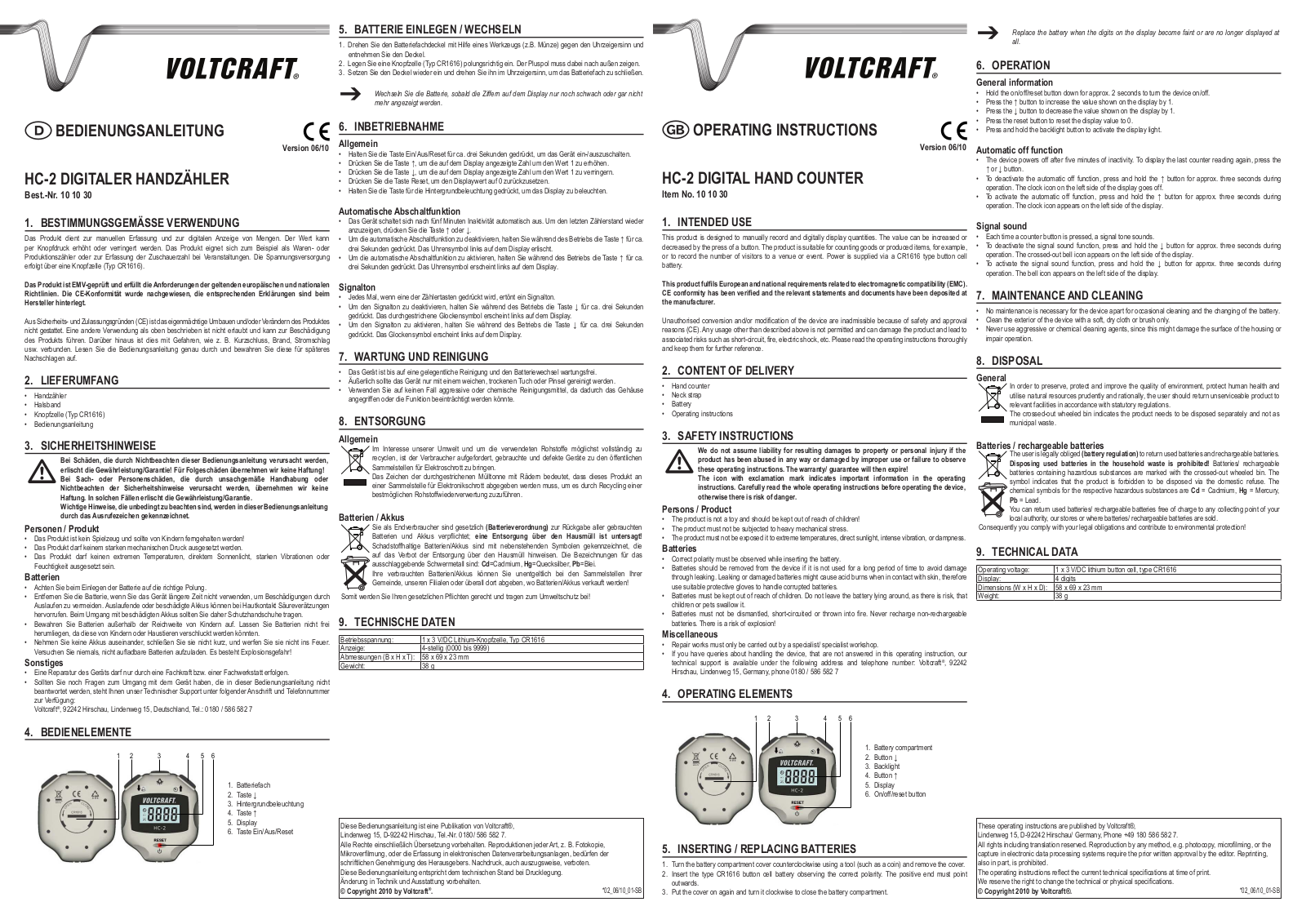 Voltcraft HC-2 User Manual