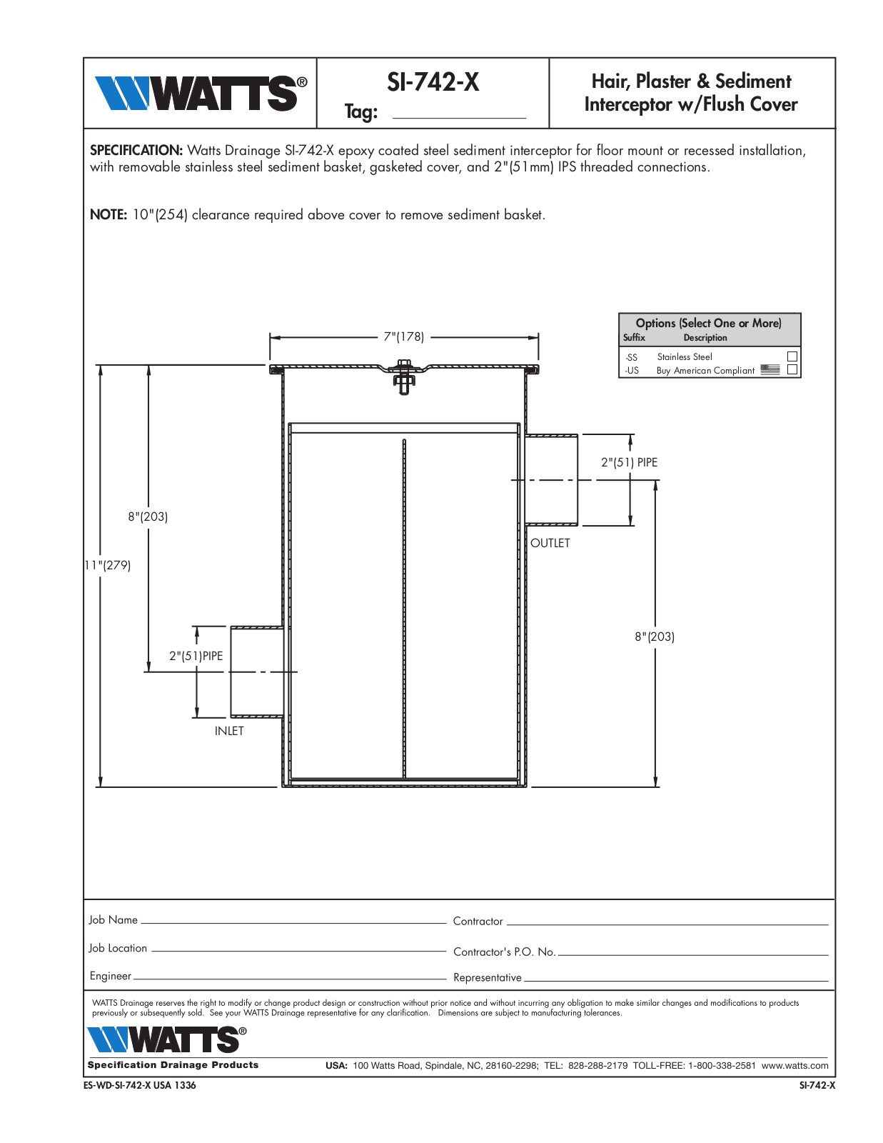 Watts SI-742-X User Manual