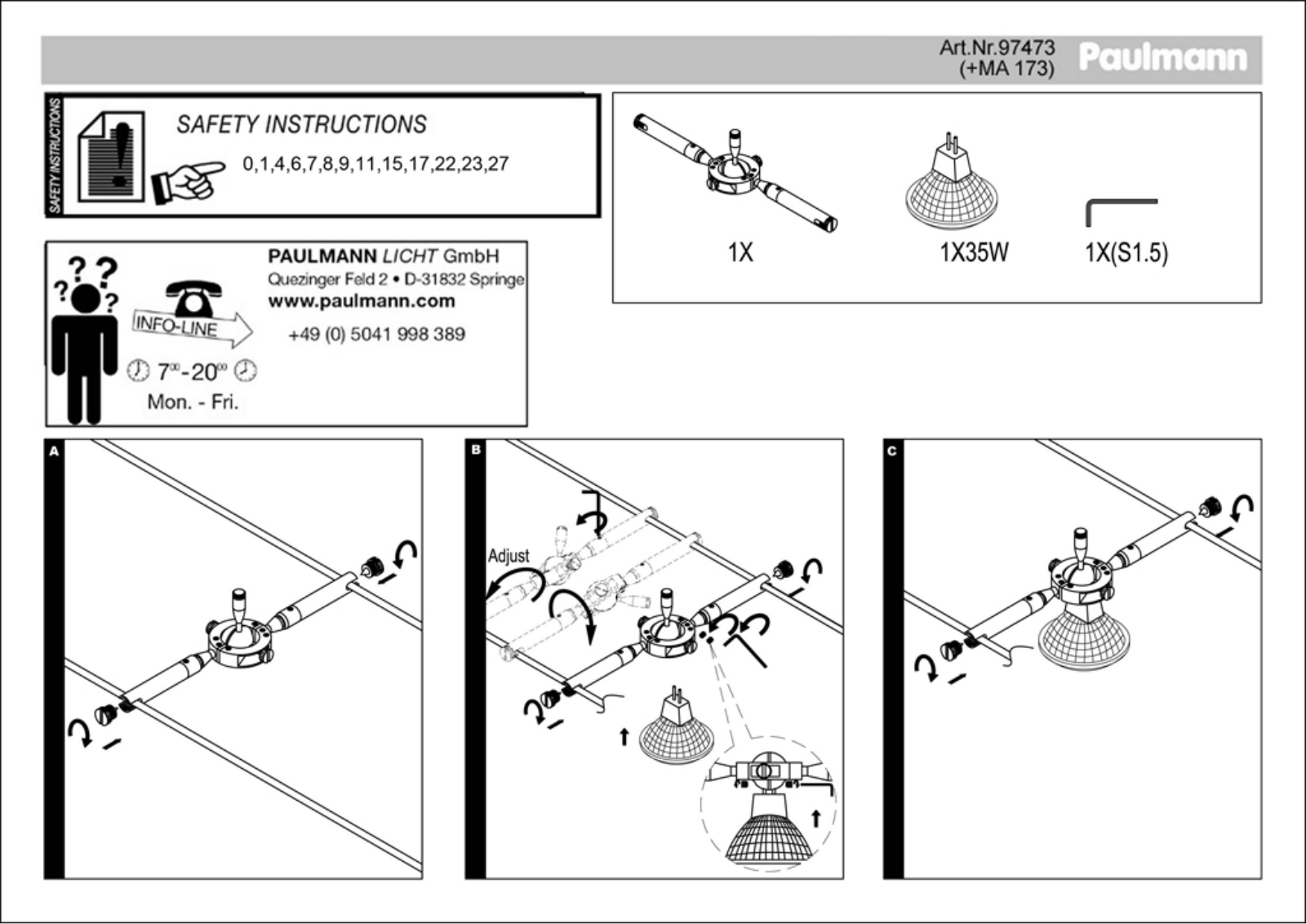 Paulmann 97473 Safety instructions - ManualMachine.com