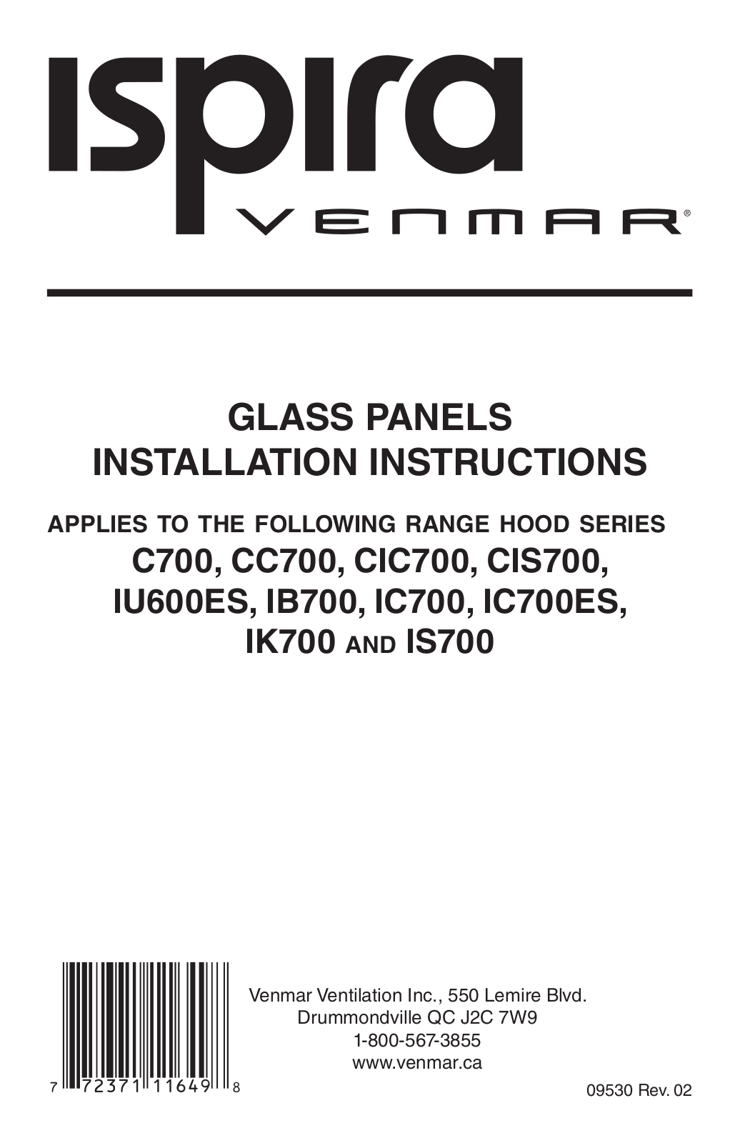 Venmar SV09954RD, SV09957LM, SV09956WH, SV09953SS, SV09955EM INSTALLATION INSTRUCTIONS