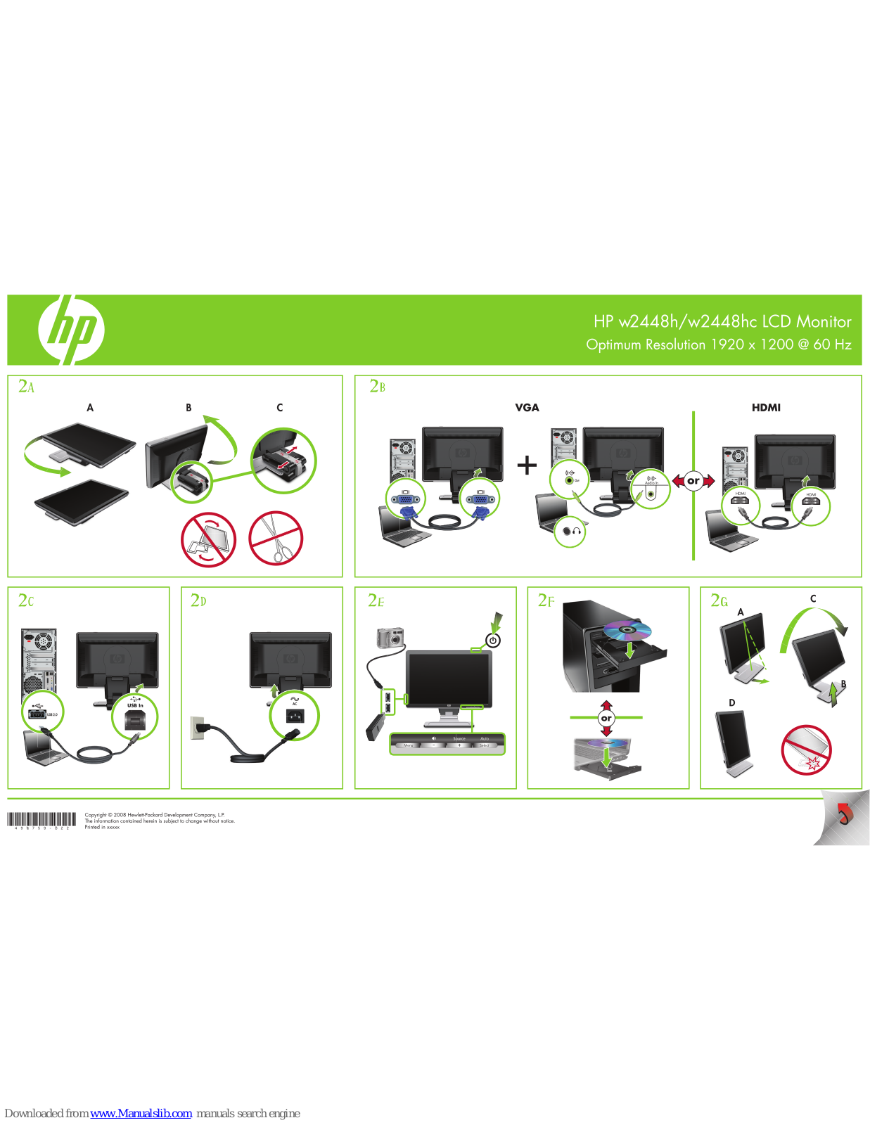 HP Pavilion W2448H, W2448HC, W2408, W2408h Supplementary Manual