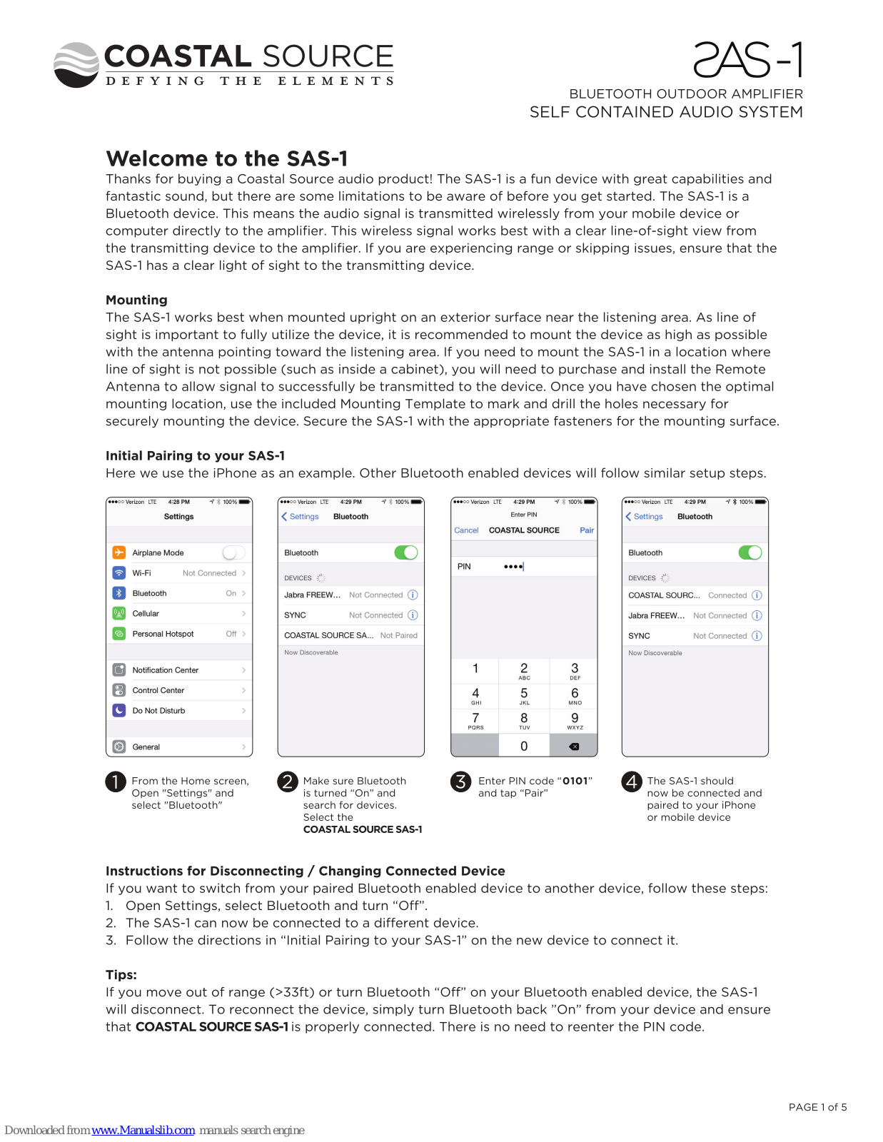 Coastal Source SAS-1 User Manual - ManualMachine.com