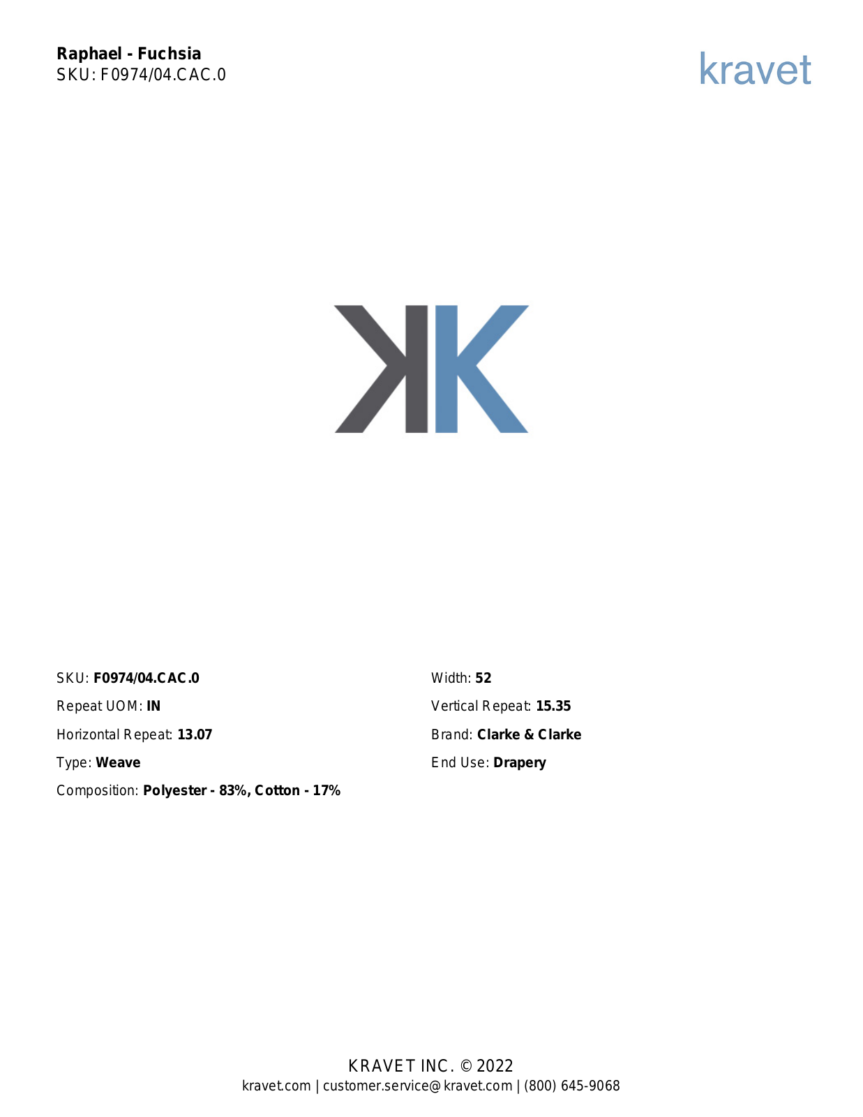 Clarke&Clarke LLC JCZ10802 Specifications