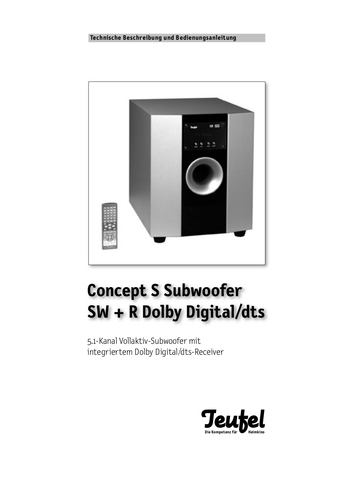 Teufel Concept S Subwoofer Owners manual