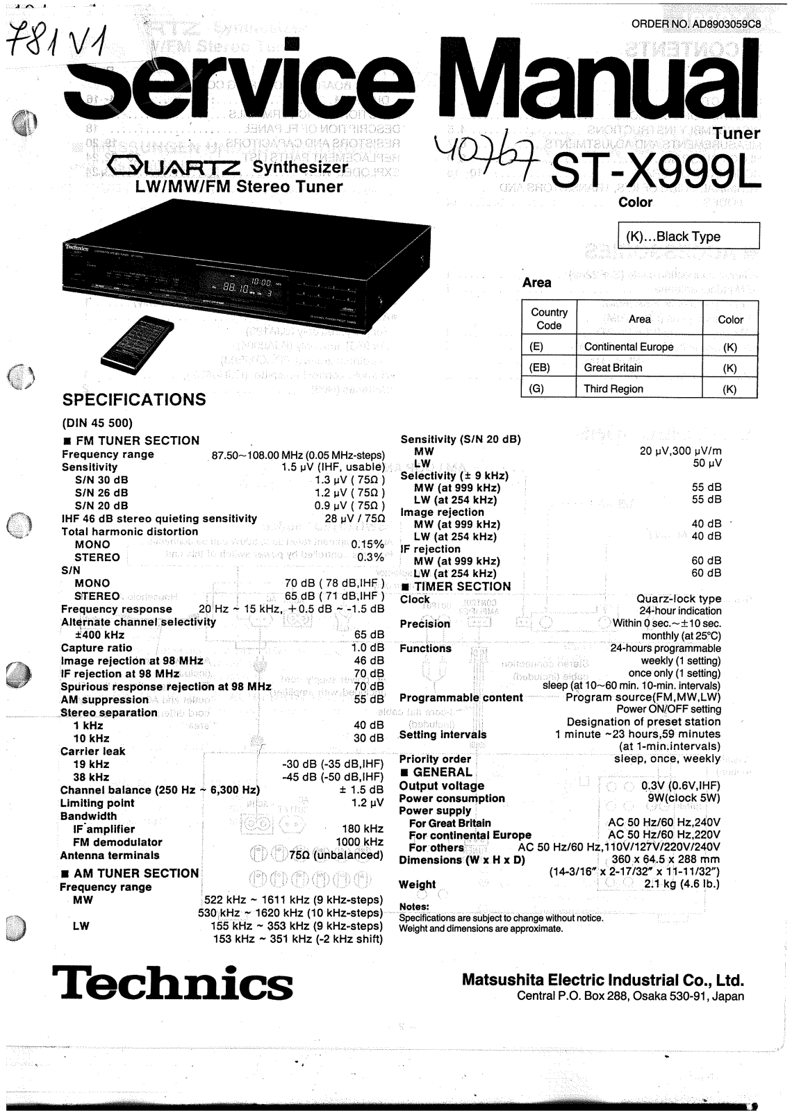 Technics ST-X-999-L Service Manual