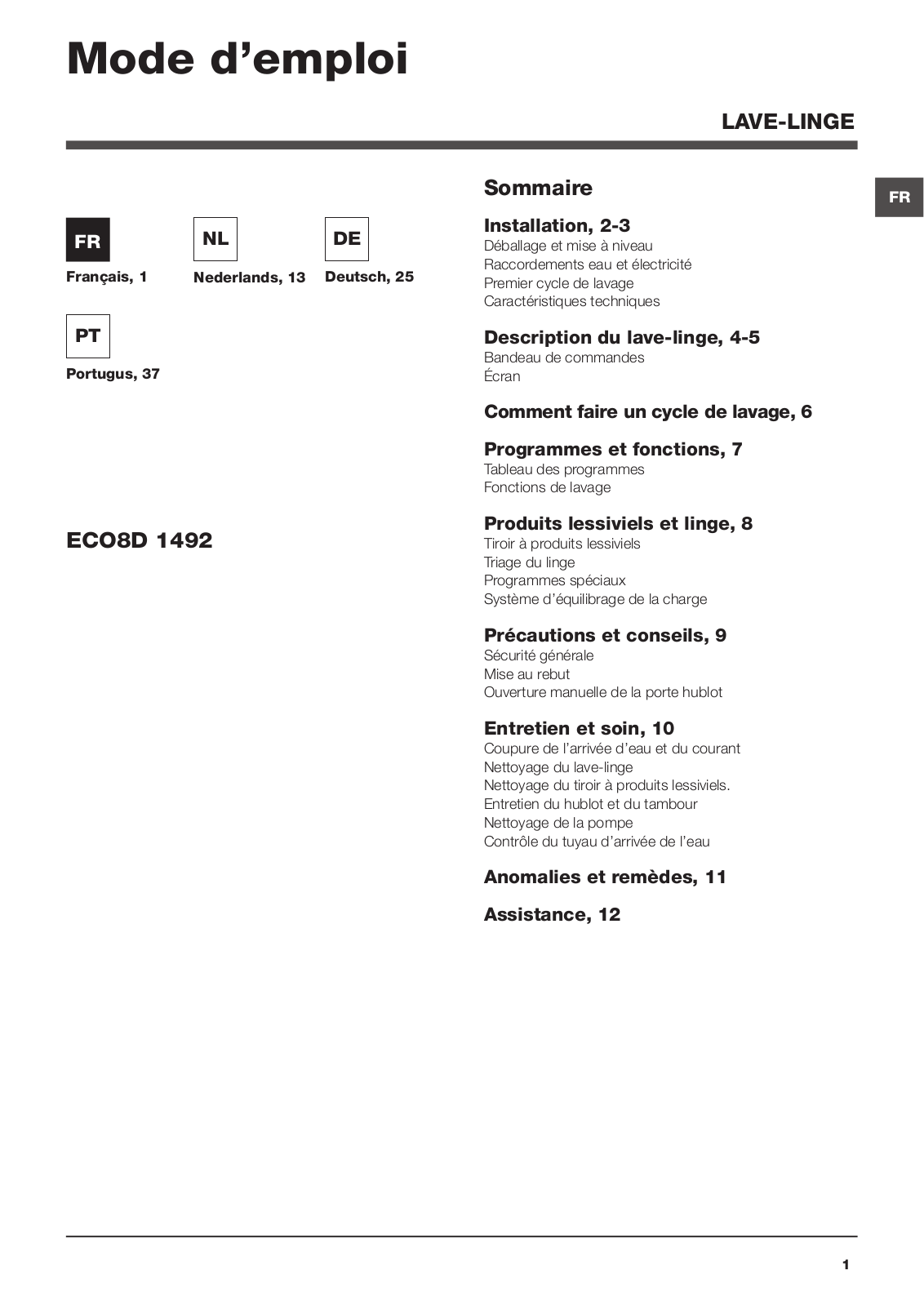 Hotpoint ECO8D 1492 User Manual