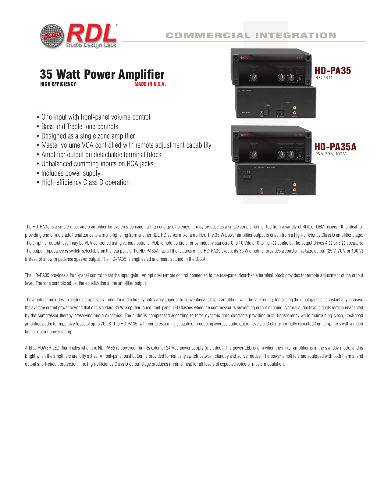 RDL HD-PA35A Datasheet