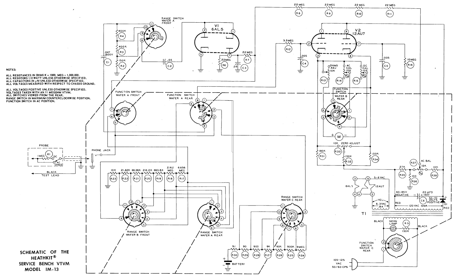 Heath Company IM-13-VTVM Schematic