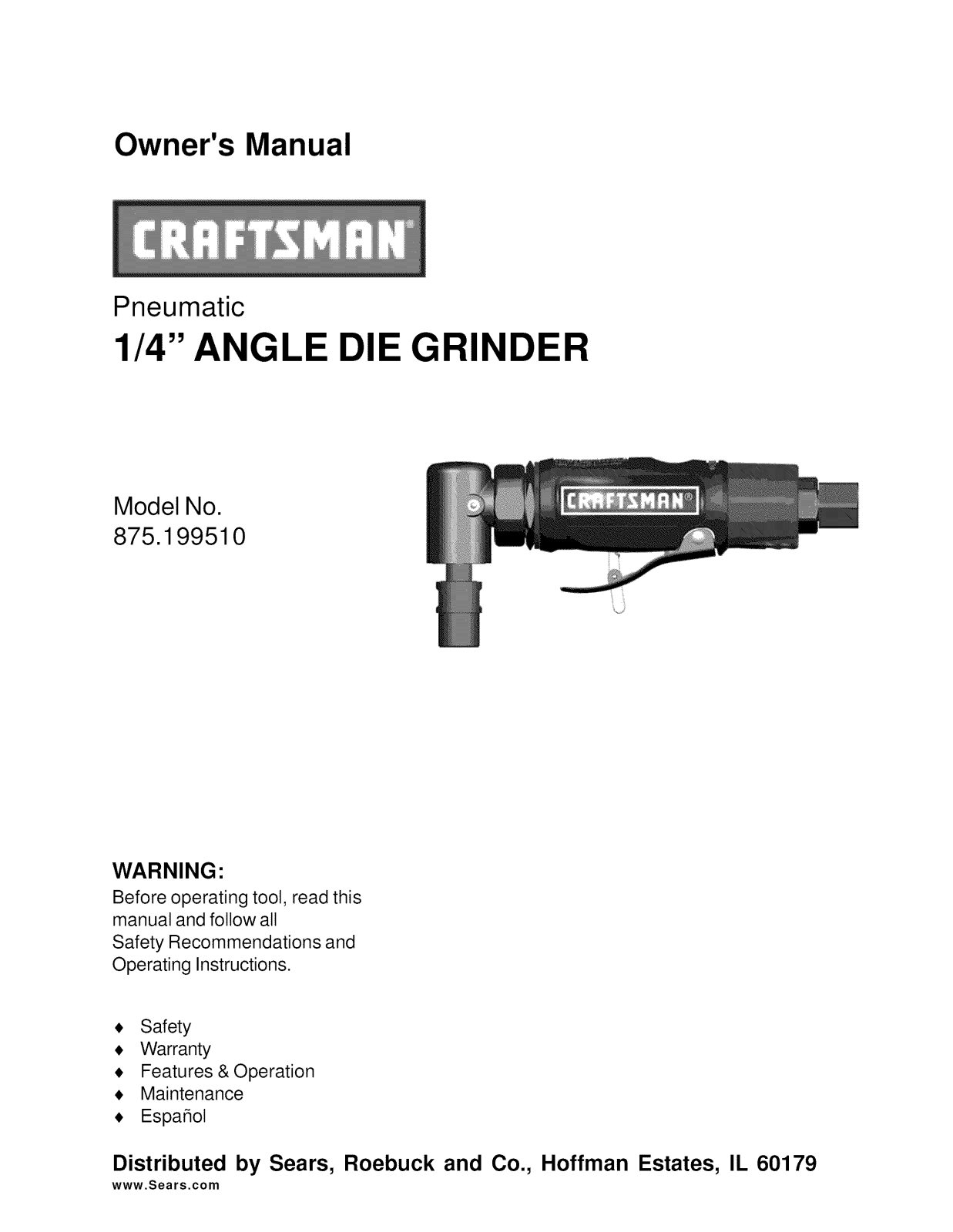 Craftsman 875199510 Owner’s Manual