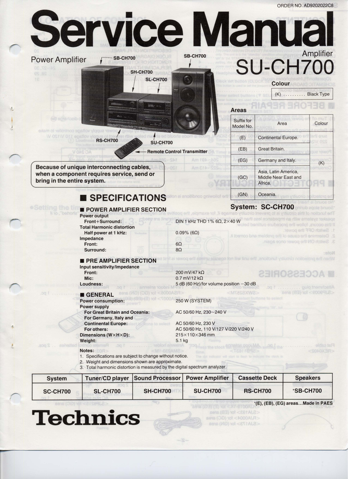 Technics SU-CH700 Schematic