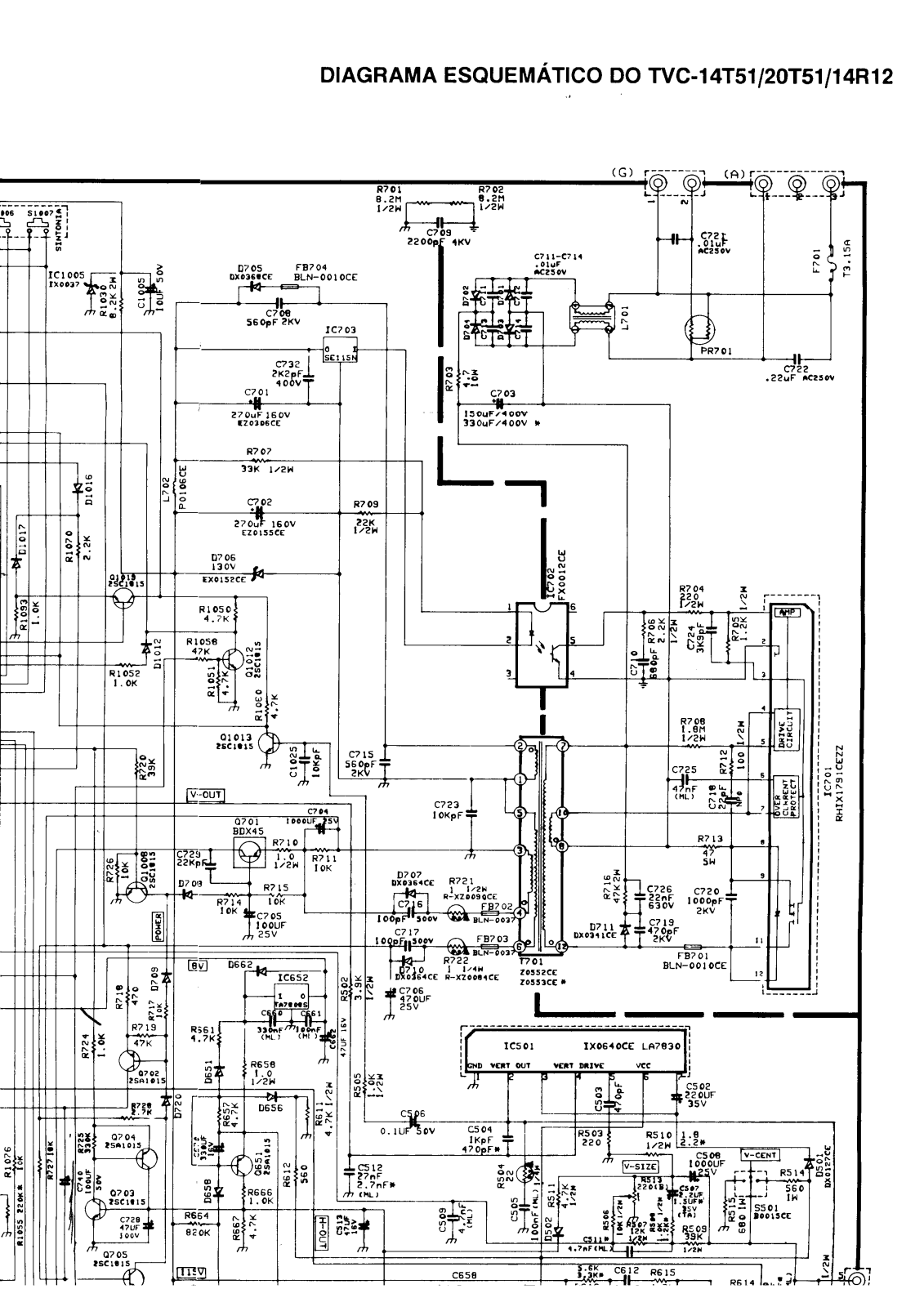 SHARP TVC14t51, TVC20t51, TVC14r12 Diagram