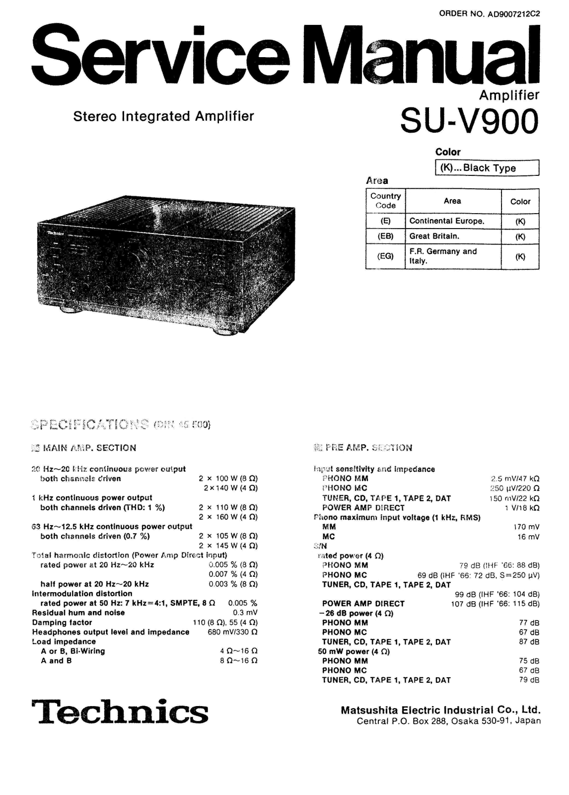 Technics SUV-900 Service manual