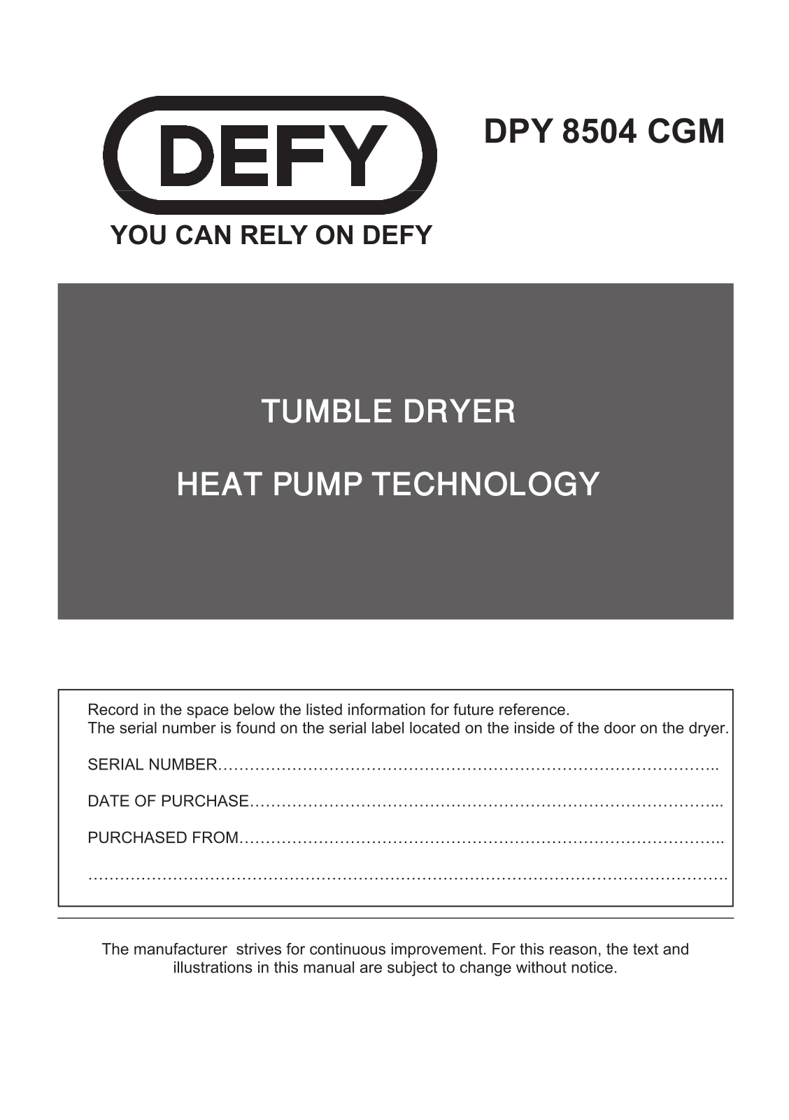 Defy DPY 8504 CGM User Manual