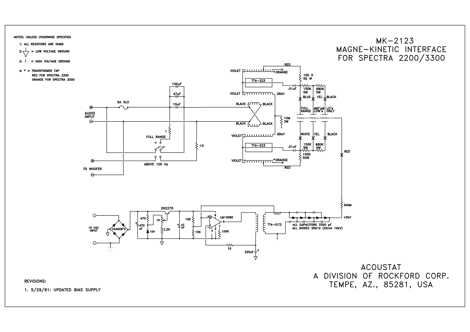 Acoustat Spectra 2300-spk Schematic