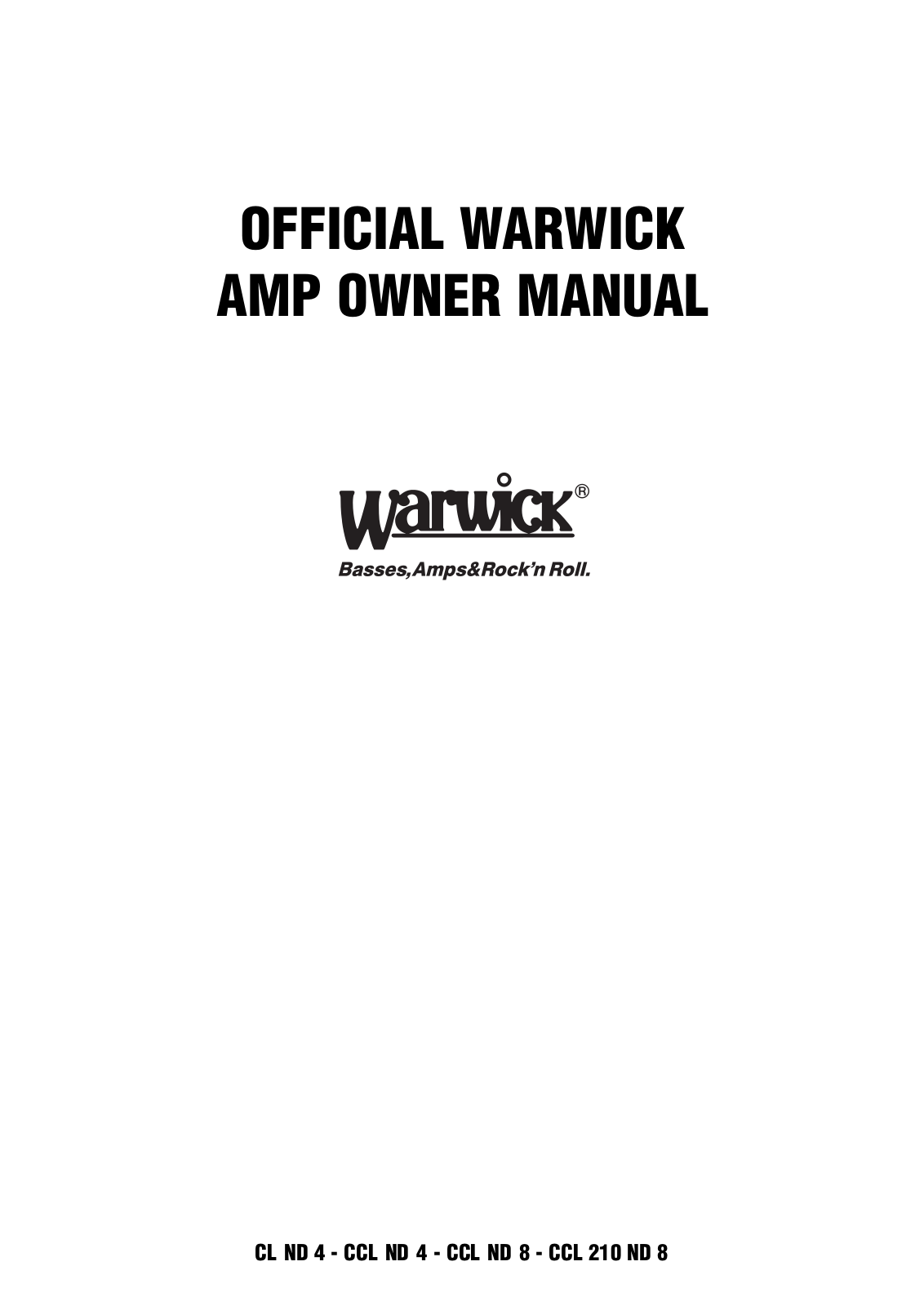 Warwick CL ND 4, CCL ND 8, CCL ND 4, CCL 210 ND 8 User Manual